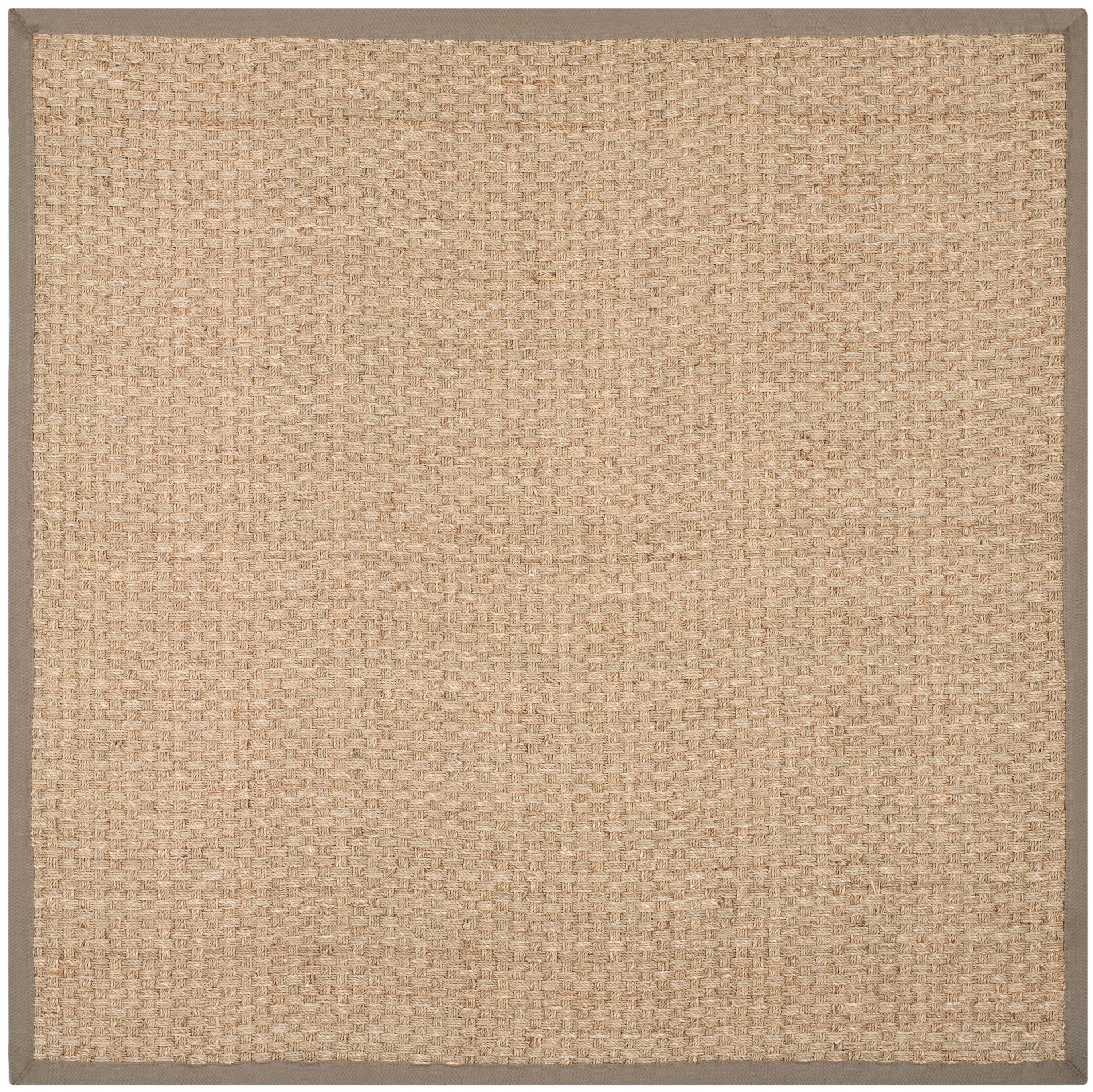 SAFAVIEH Natural Fiber Arbor Border Area Rug, Natural/Grey, 7' x 7' Square