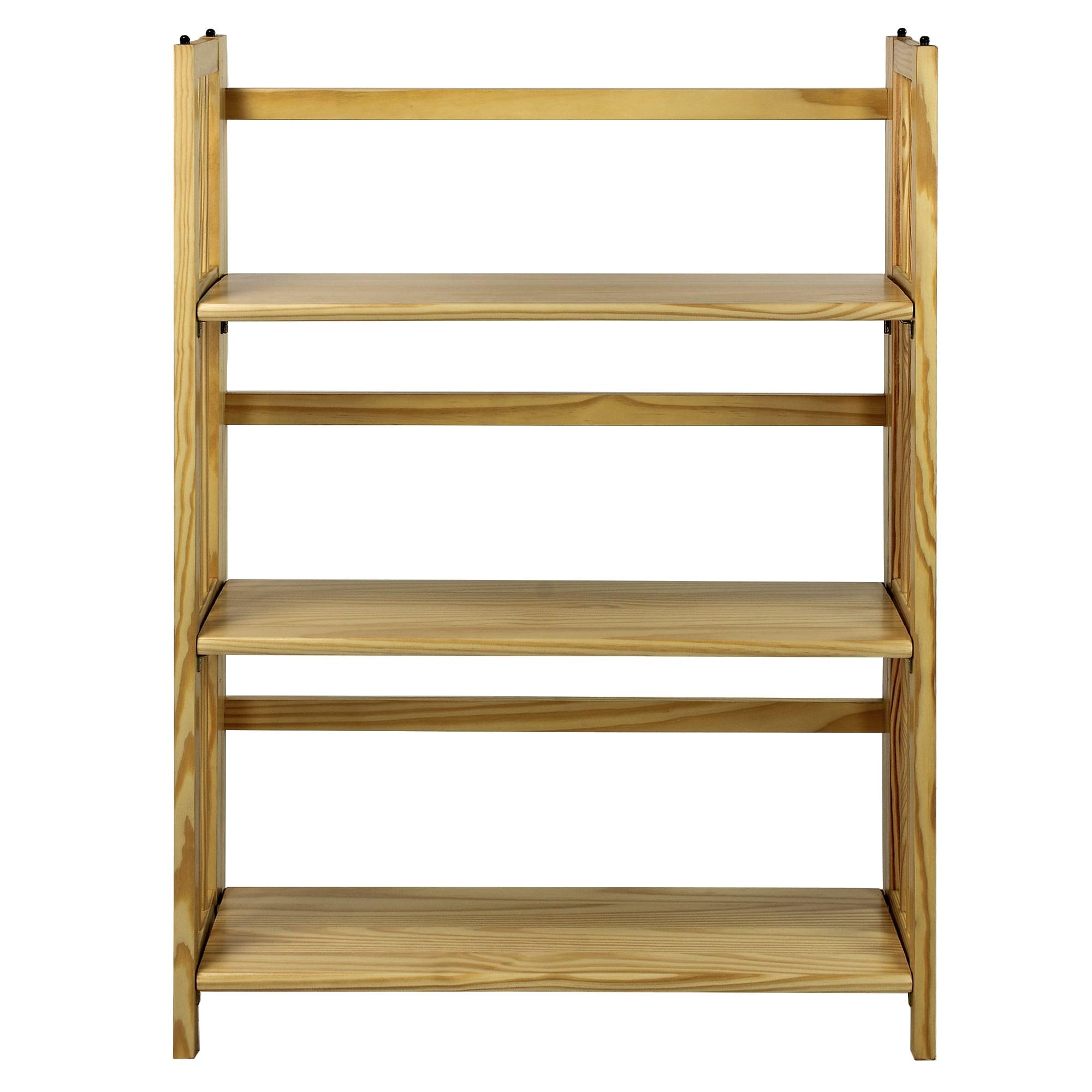 3-Shelf Folding Stackable Bookcase 27.5" Wide-Natu