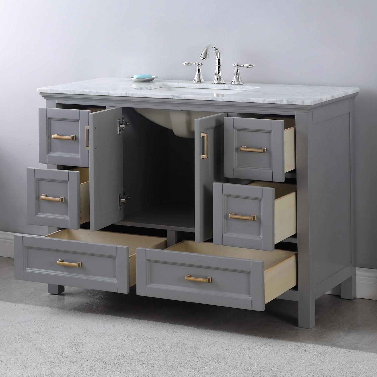 Isla 48" Marble Countertop Single Vanity w/o Mirror Gray