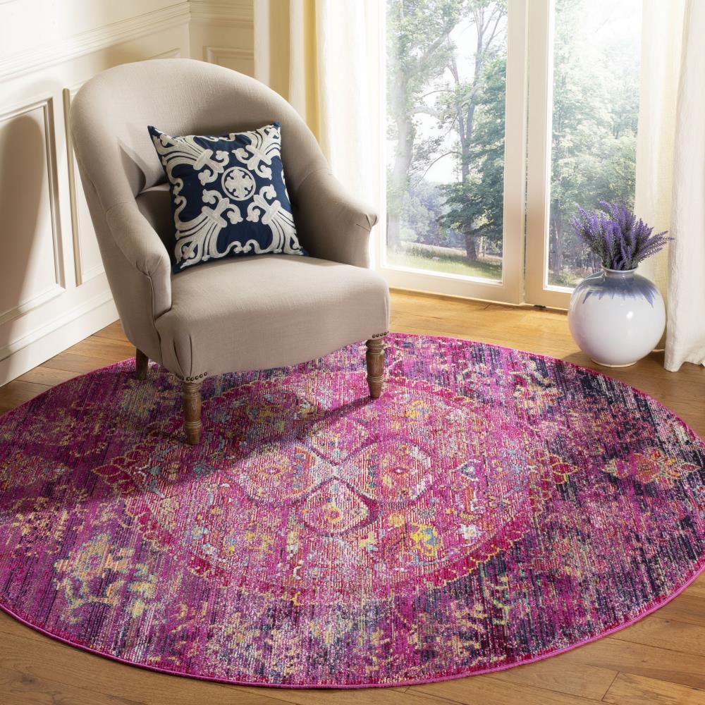 Crystal CRS512 Power Loomed Area Rug - Fuchsia/Purple - 7' Round - Safavieh.