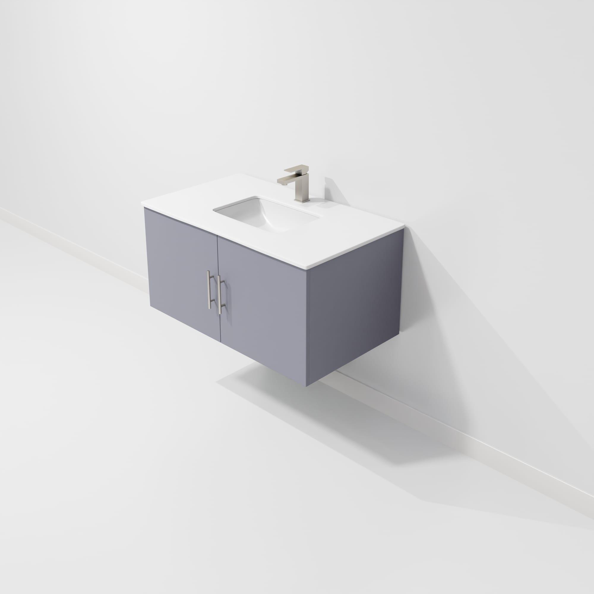 Geneva 36 in. W Dark Grey Bath Vanity and Cultured Marble Top