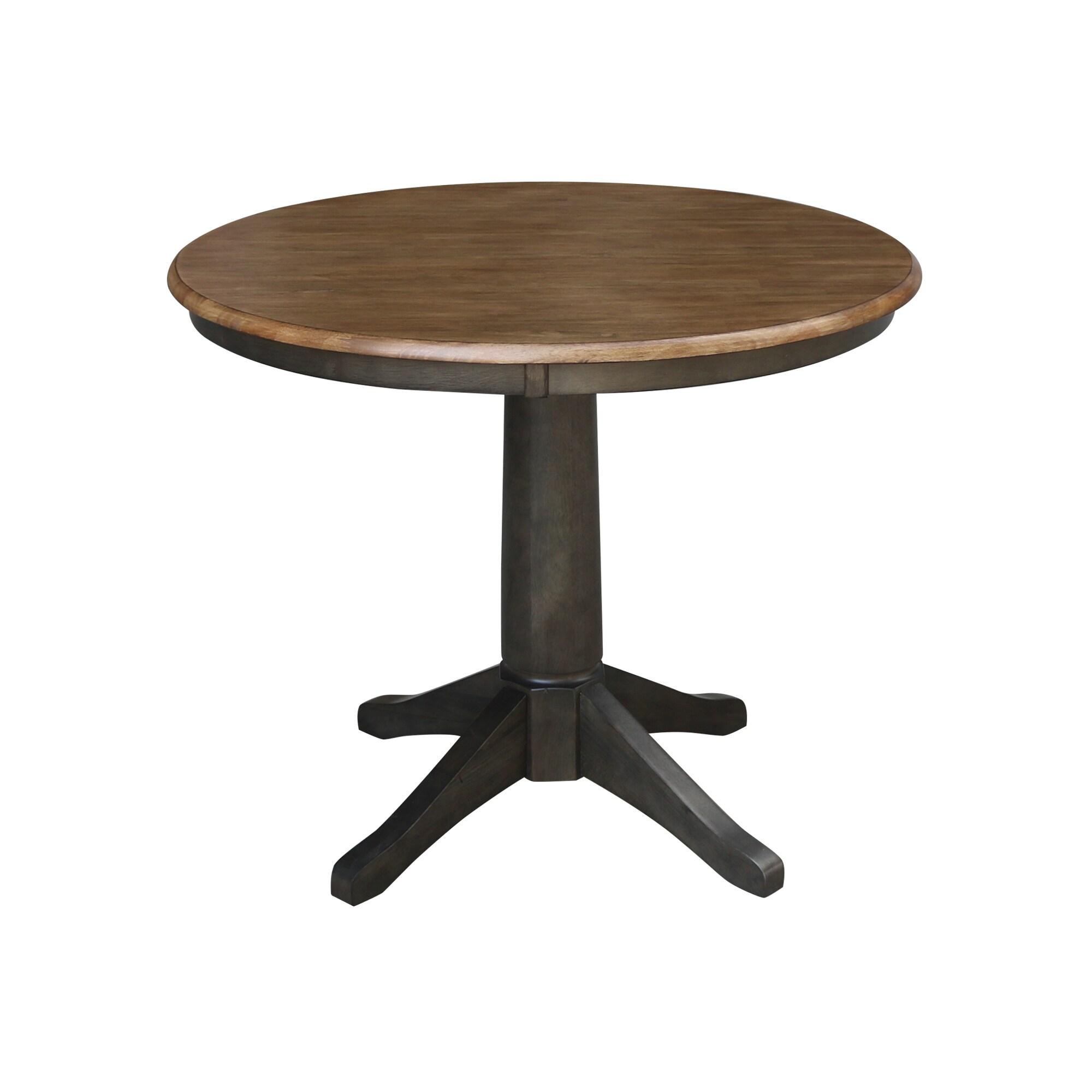 29" Dining Height Madeline Round Top Pedestal Table Hickory Brown - International Concepts: Solid Wood, Kitchen, Non-Extension