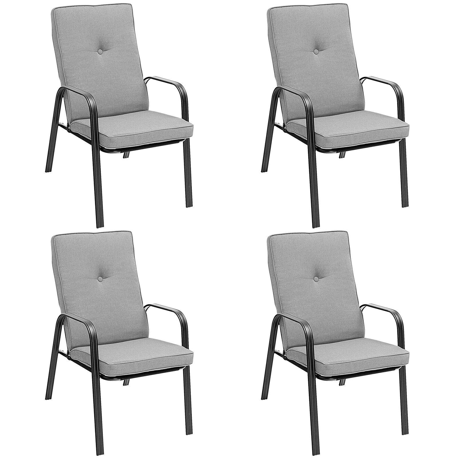 Resenkos 4 Patio Dining Stackable Chairs Set with High-Back Cushions, Outdoor Dining Chair for Outside Patio, All Weather, Porch, Garden, Poolside