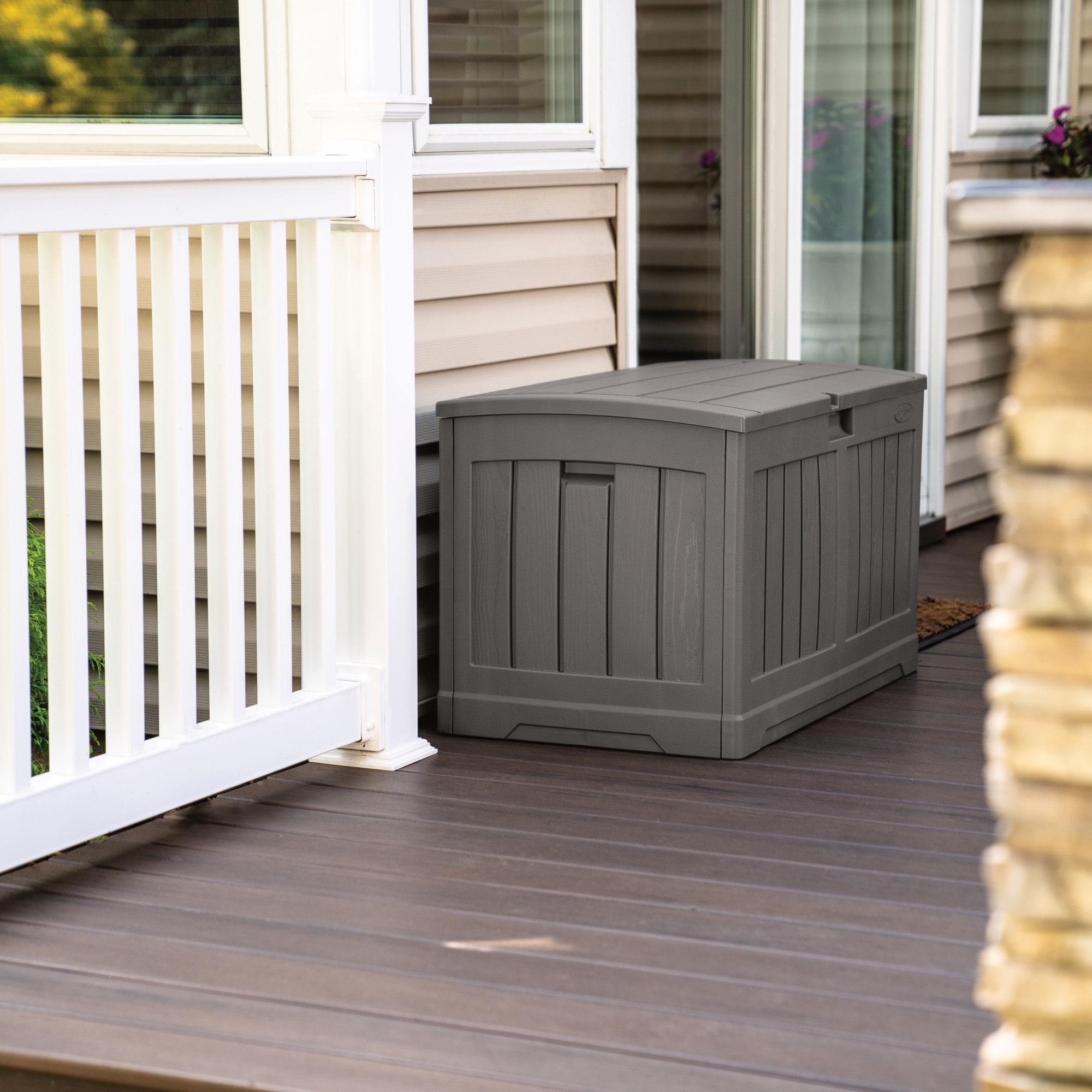 Suncast Suncast 50 Gallon Plastic Deck Box with Molded Lockable Feature for Home, Gray