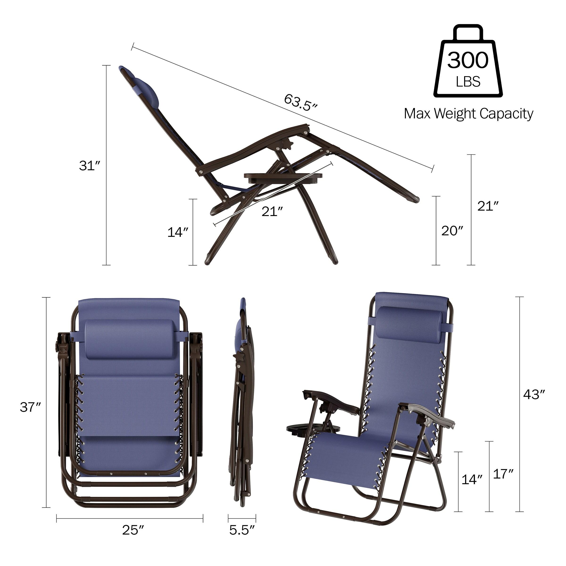 Hastings Home Zero-Gravity Recliner Chairs, Navy Blue, Set of 2