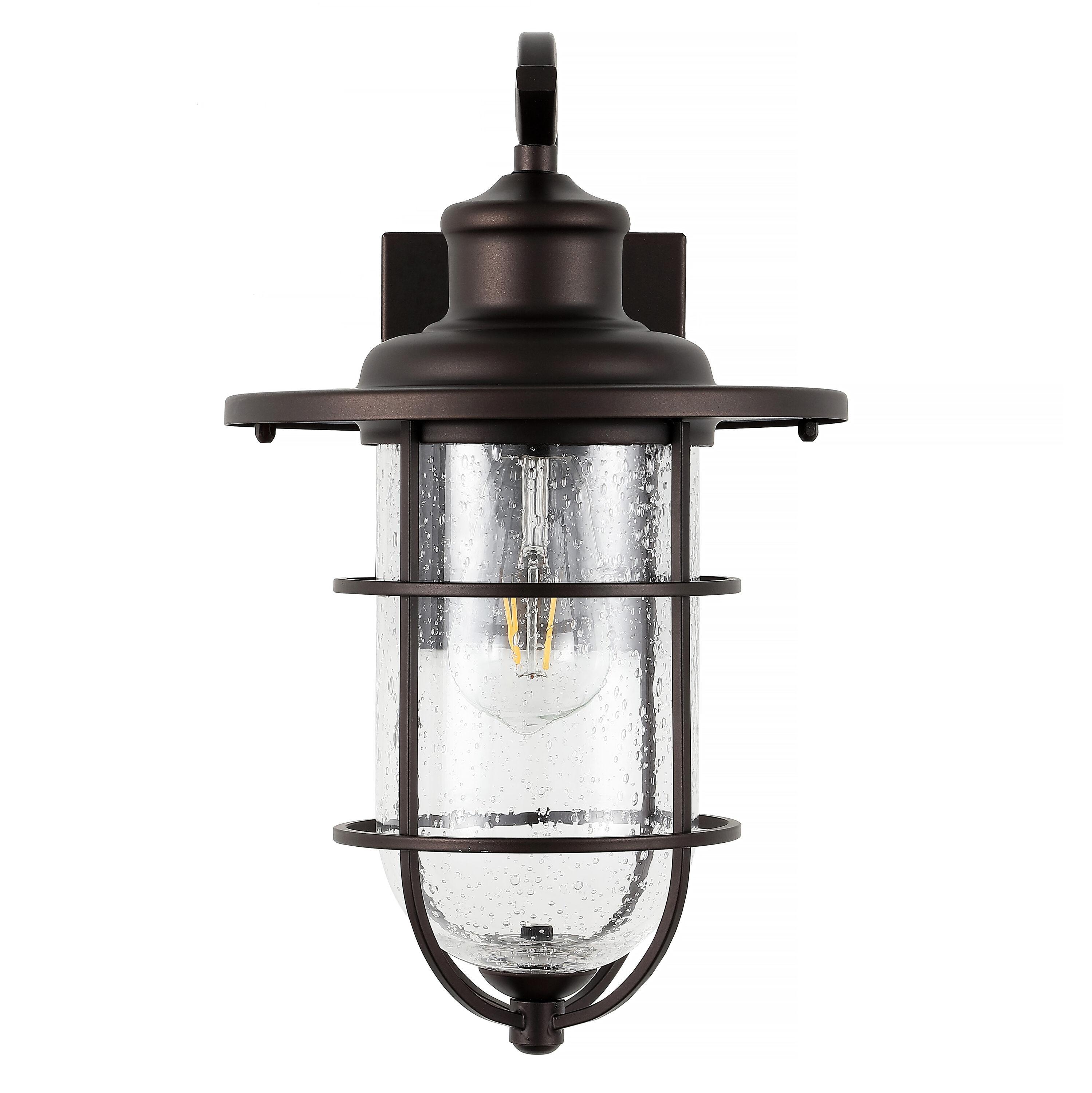 Westfield 10.5" Black Iron and Seeded Glass Outdoor Lantern