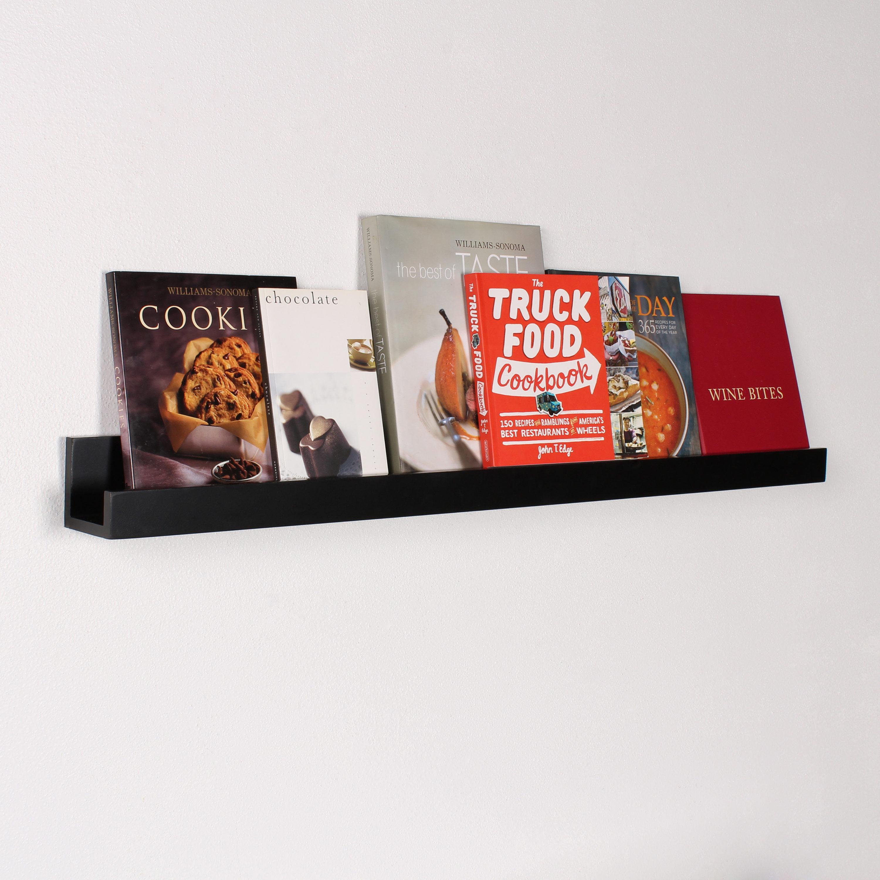 Wood Floating Wall Shelf Picture Frame Holder Ledge, Black