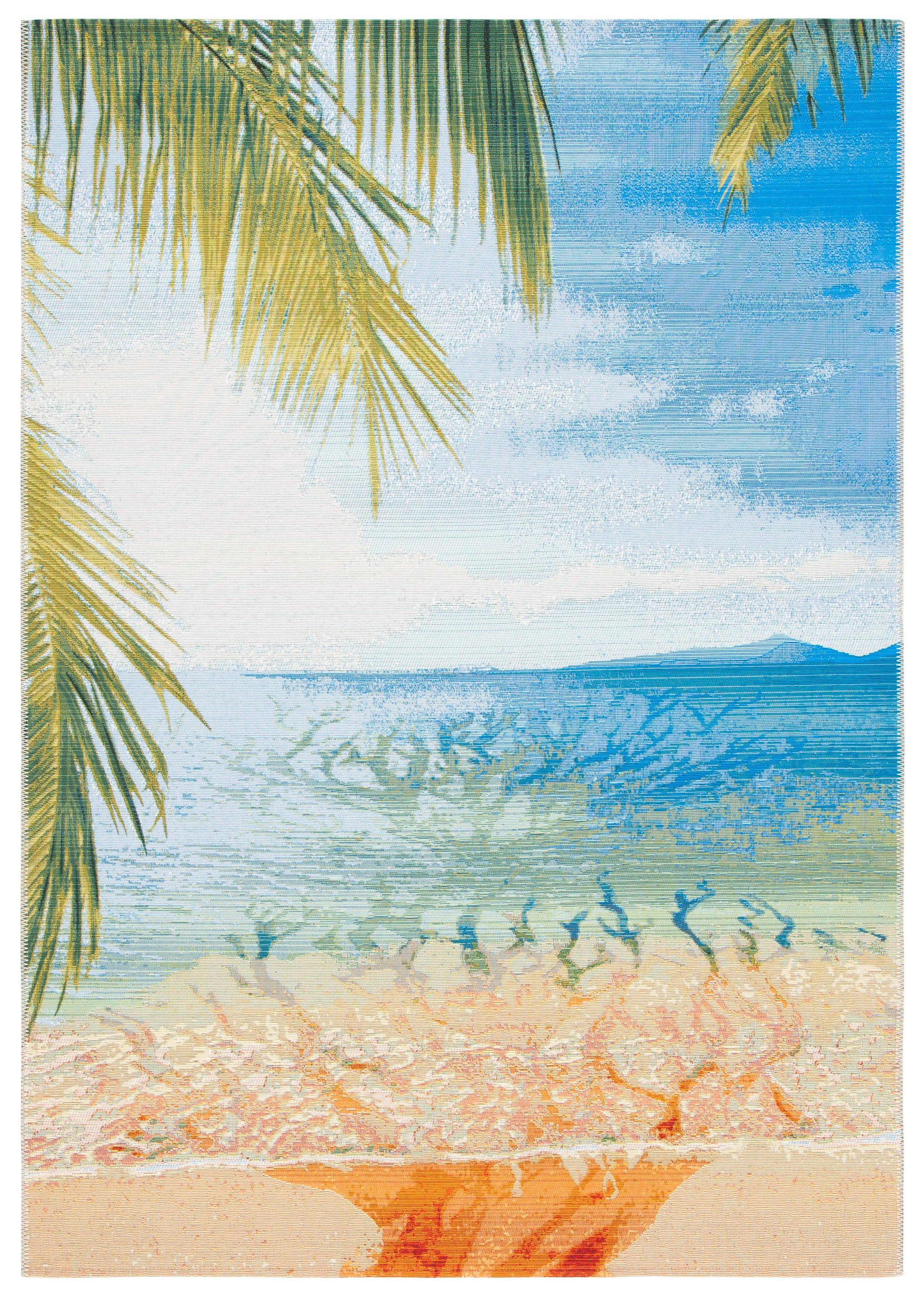 Barbados BAR515 Power Loomed Indoor/Outdoor Area Rug - Gold/Blue - 8'x10'5" - Safavieh.