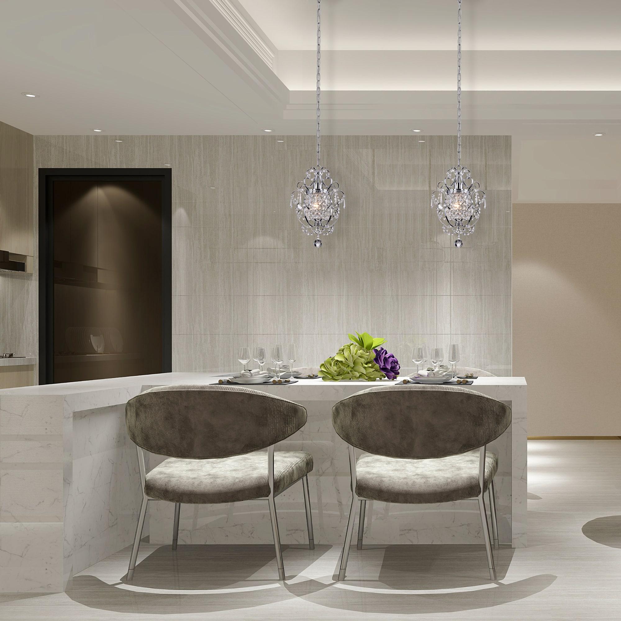 Edvivi Lighting Chrome Finish 1-Light Glam Mini Pendant with Crystal