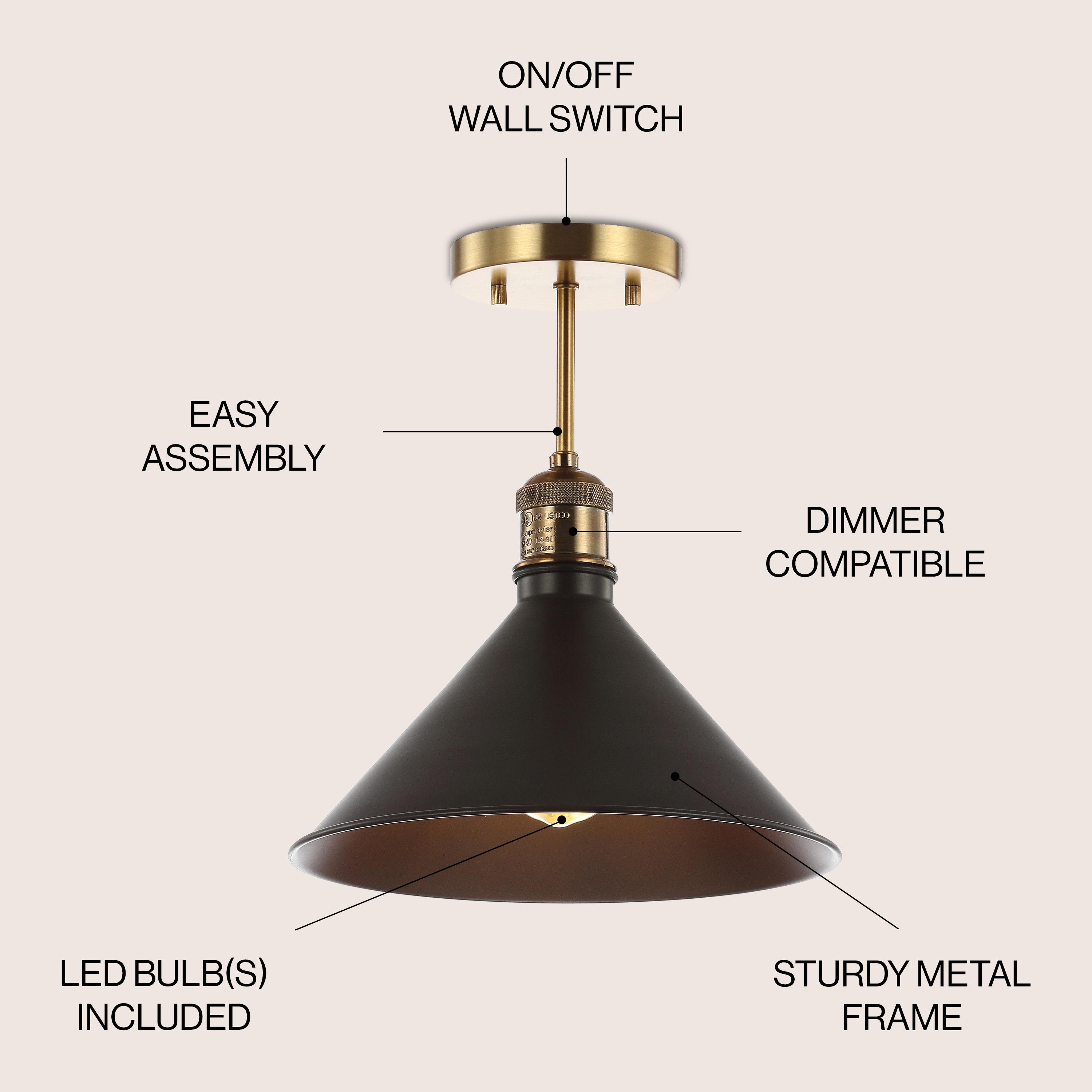 Nick 11" Metal LED Semi-Flush Mount, Oil Rubbed Bronze/Brass Gold