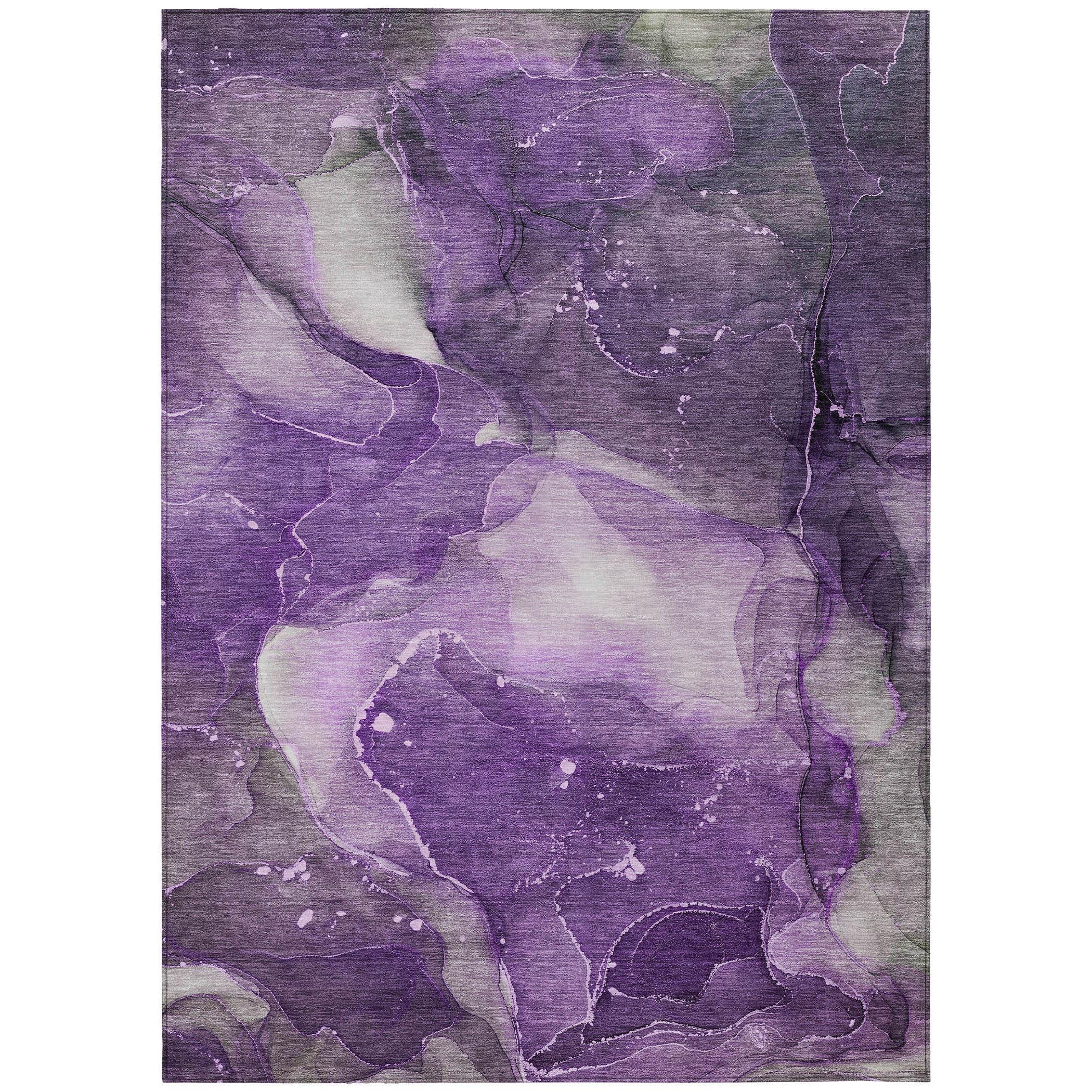 Addison Rugs Chantille Indoor/Outdoor Transitional Watercolors Purple Washable Rectangle Rug, 3' x 5'
