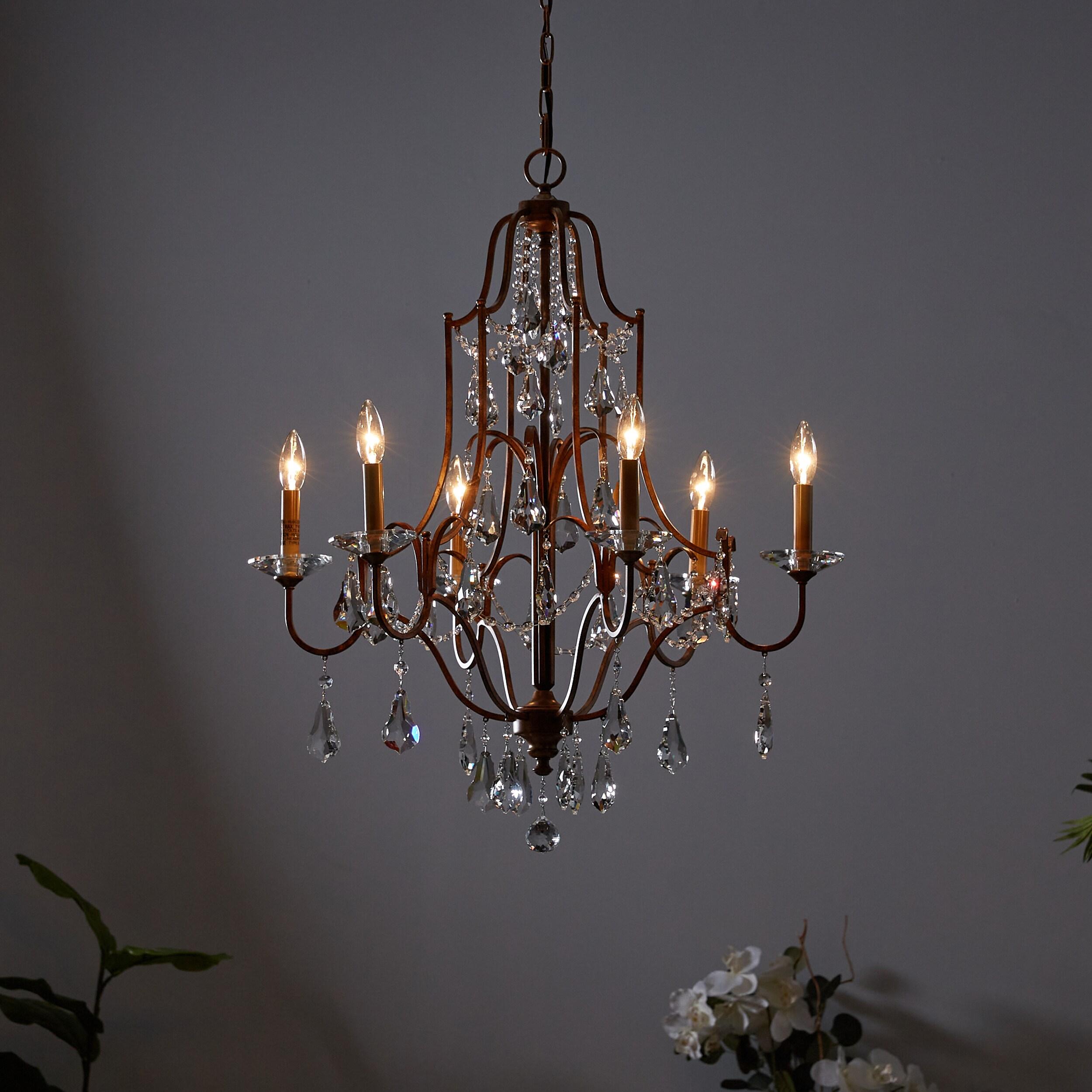 Feiss F2478/6OBZ Valentina Crystal Candle Chandelier Lighting, Bronze, 6-Light (29"Dia x 33"H) 360watts