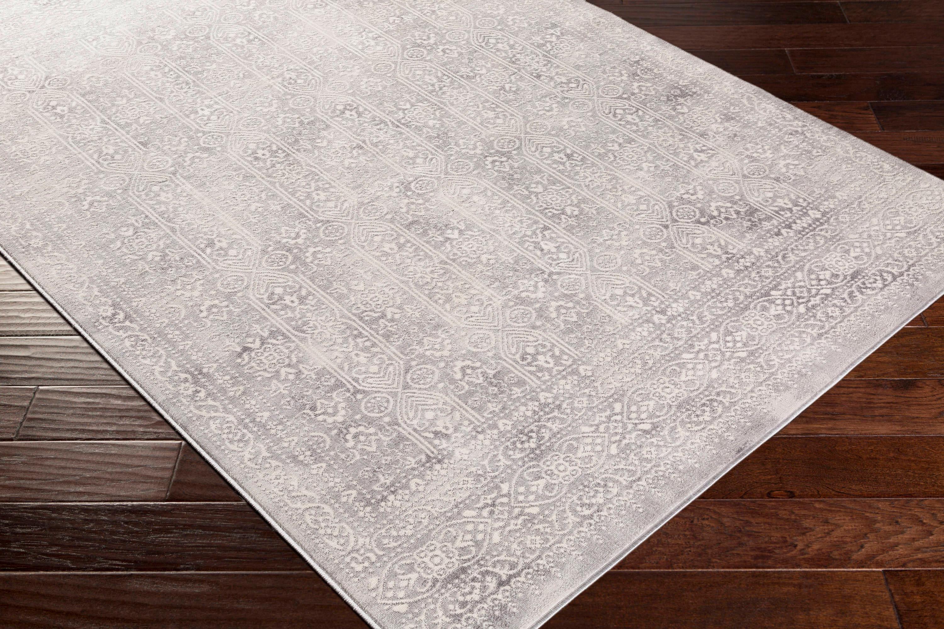 Reversible Gray Synthetic 9' x 12' Easy Care Area Rug