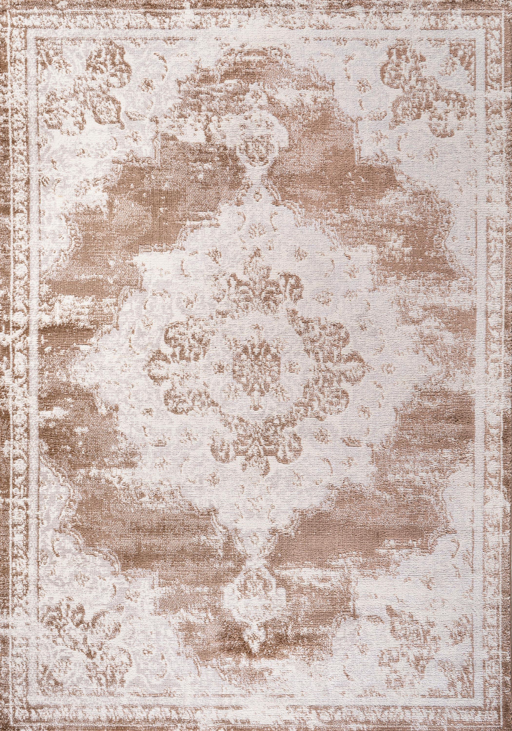 4'x6' Alhambra Ornate Medallion Modern Area Rug, Brown/Cream - JONATHAN Y