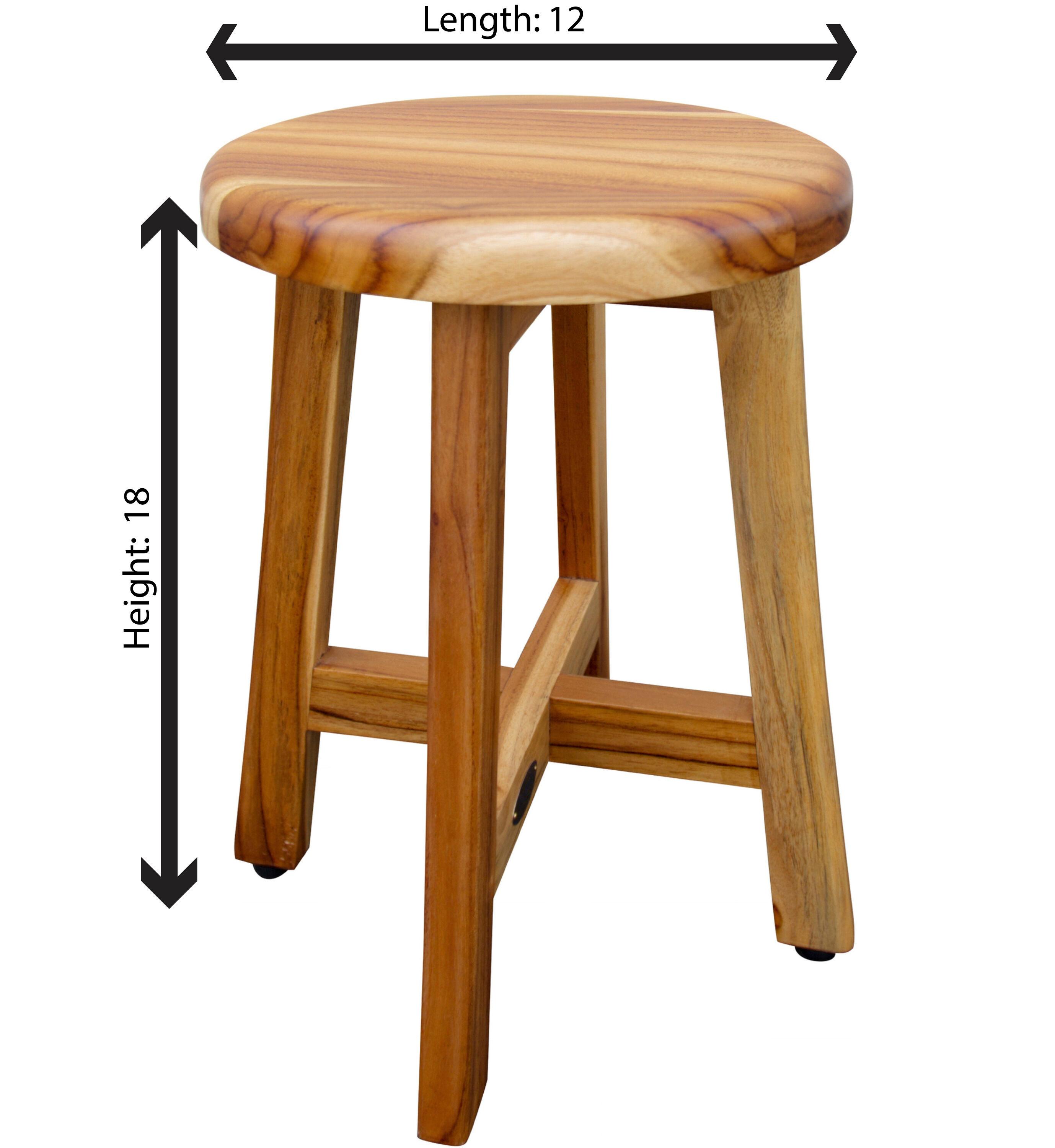 EcoDecors Shoji Teak Shower Stool 18" High Solid Teak Wood Shower Stool/Seat in Earthy Teak & Reviews | Wayfair