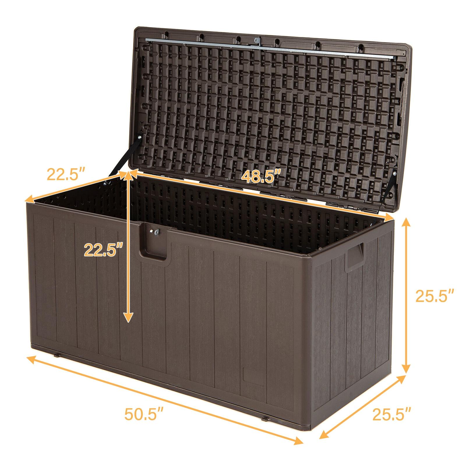 Plastic Development Group 105-Gallon Weather-Resistant Plastic Resin Outdoor Patio Storage Deck Box with Soft-Close Lid, Java Brown