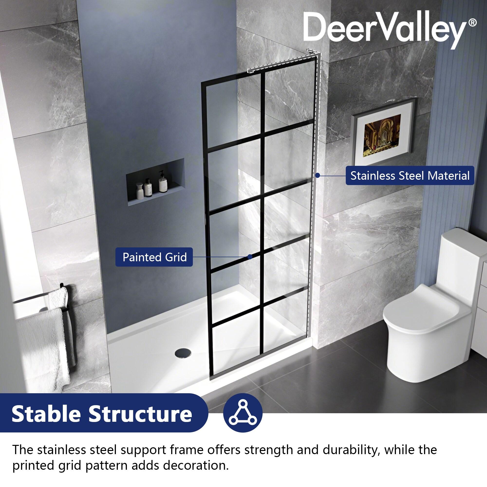 DV-1SD0219 32"×78" Single Fixed Tempered Glass Panel,Framed Shower Screen