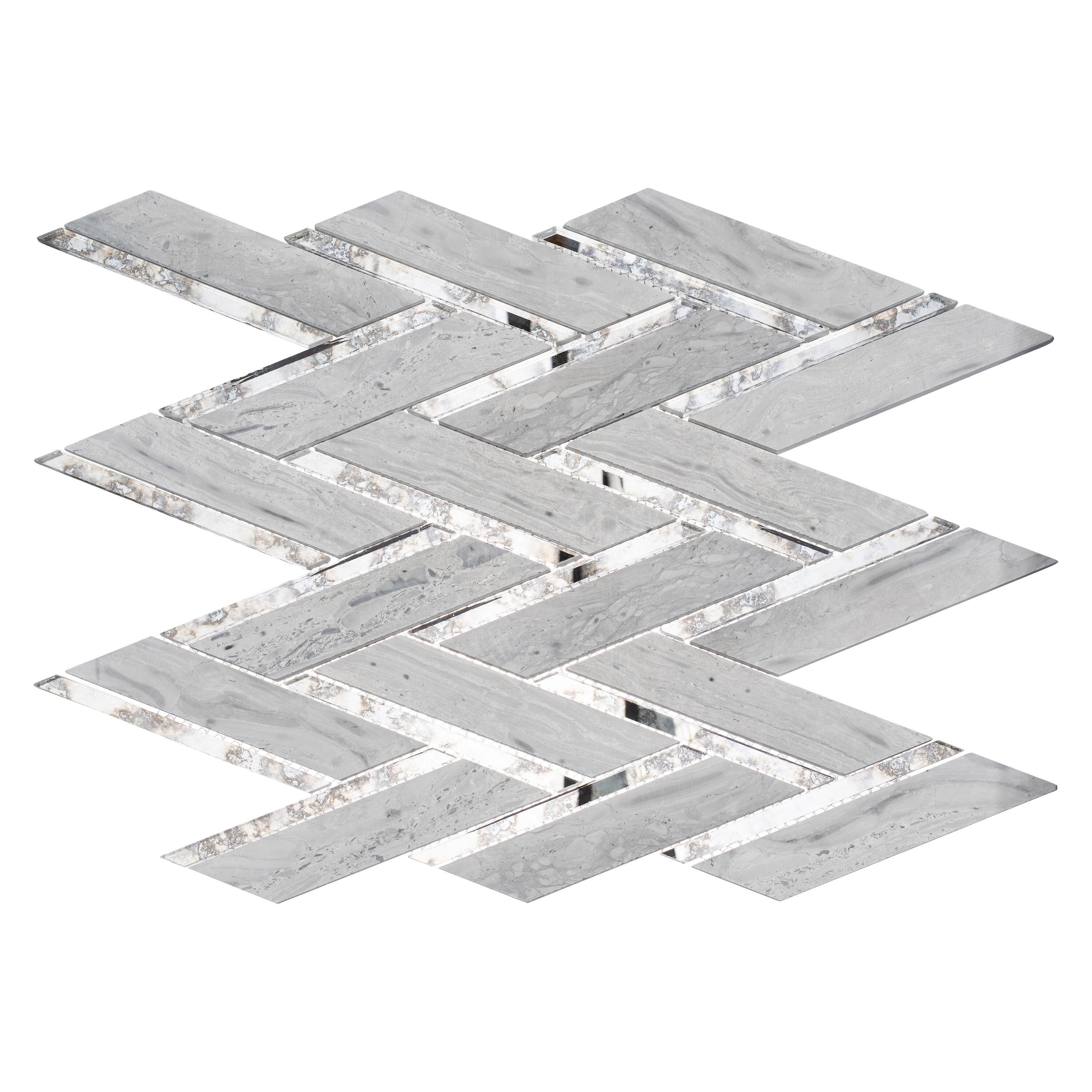Skylar Stone and Mirror Glass Mosaic Shower Walls, Kitchen Backsplash, Wall and Floor Tile