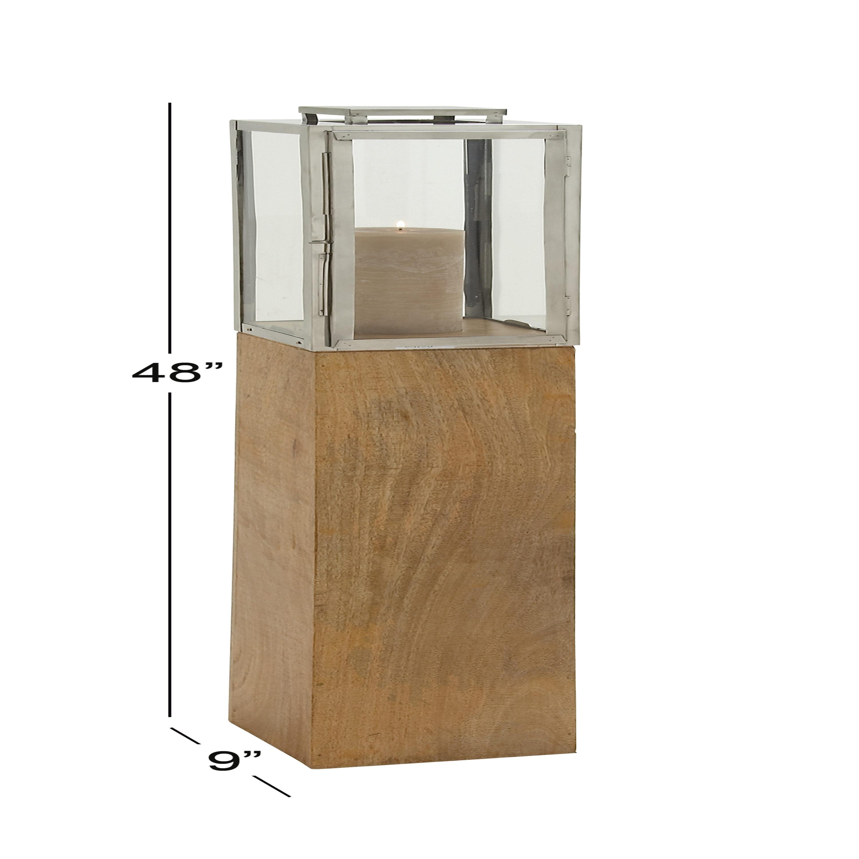 Mango Wood Handmade Decorative Indoor Outdoor Brown Candle Lantern
