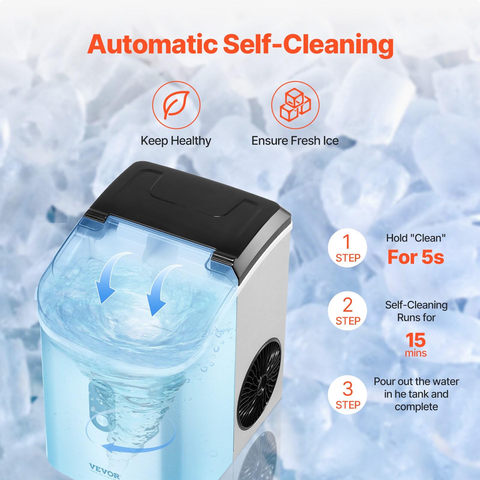 VEVOR Nugget Ice Maker, 37Lbs In 24 Hrs, Manual Auto Refill Self Cleaning Countertop Ice Maker Portable Nugget Ice Maker With Scoop And Basket