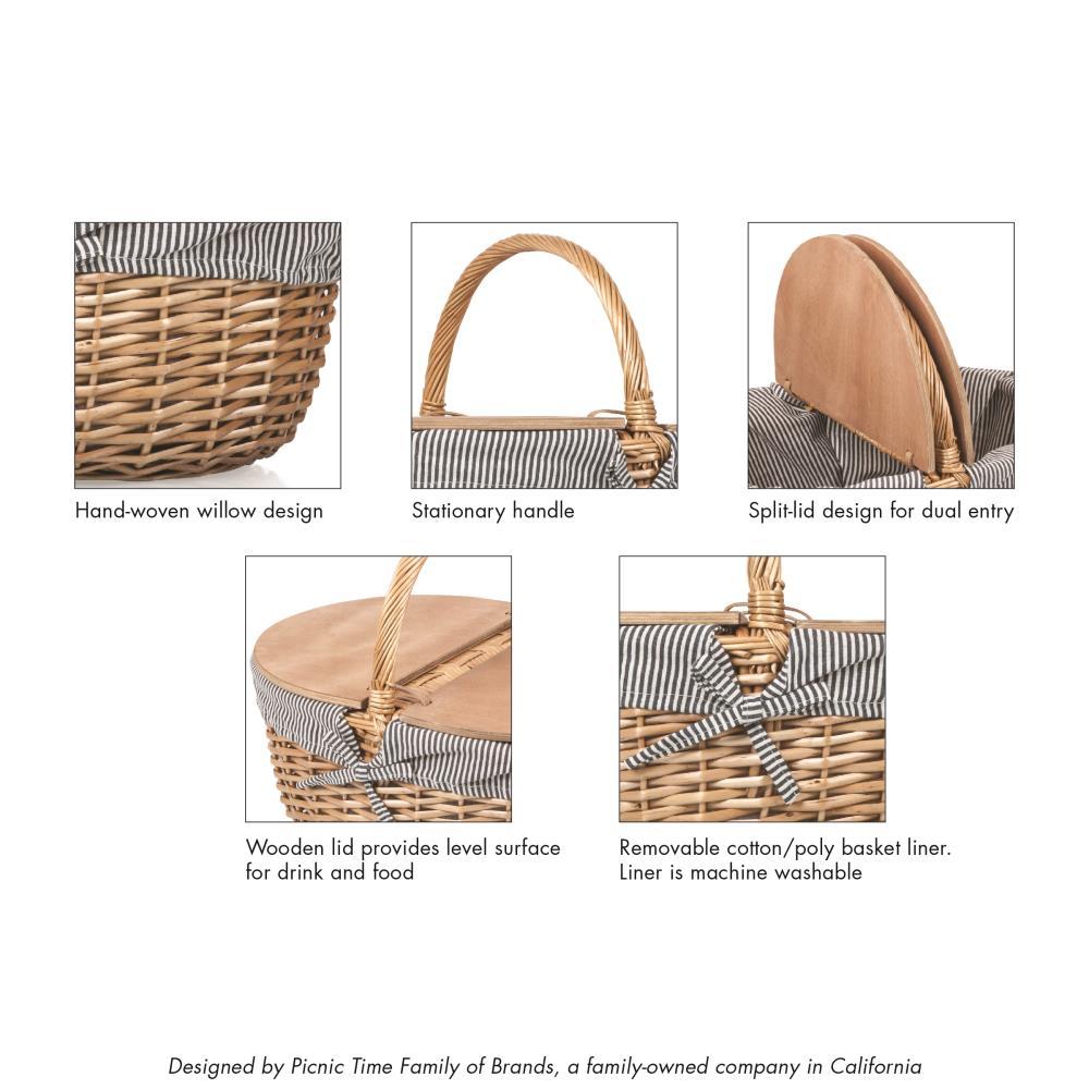 Country Vintage Wicker Picnic Basket for 2