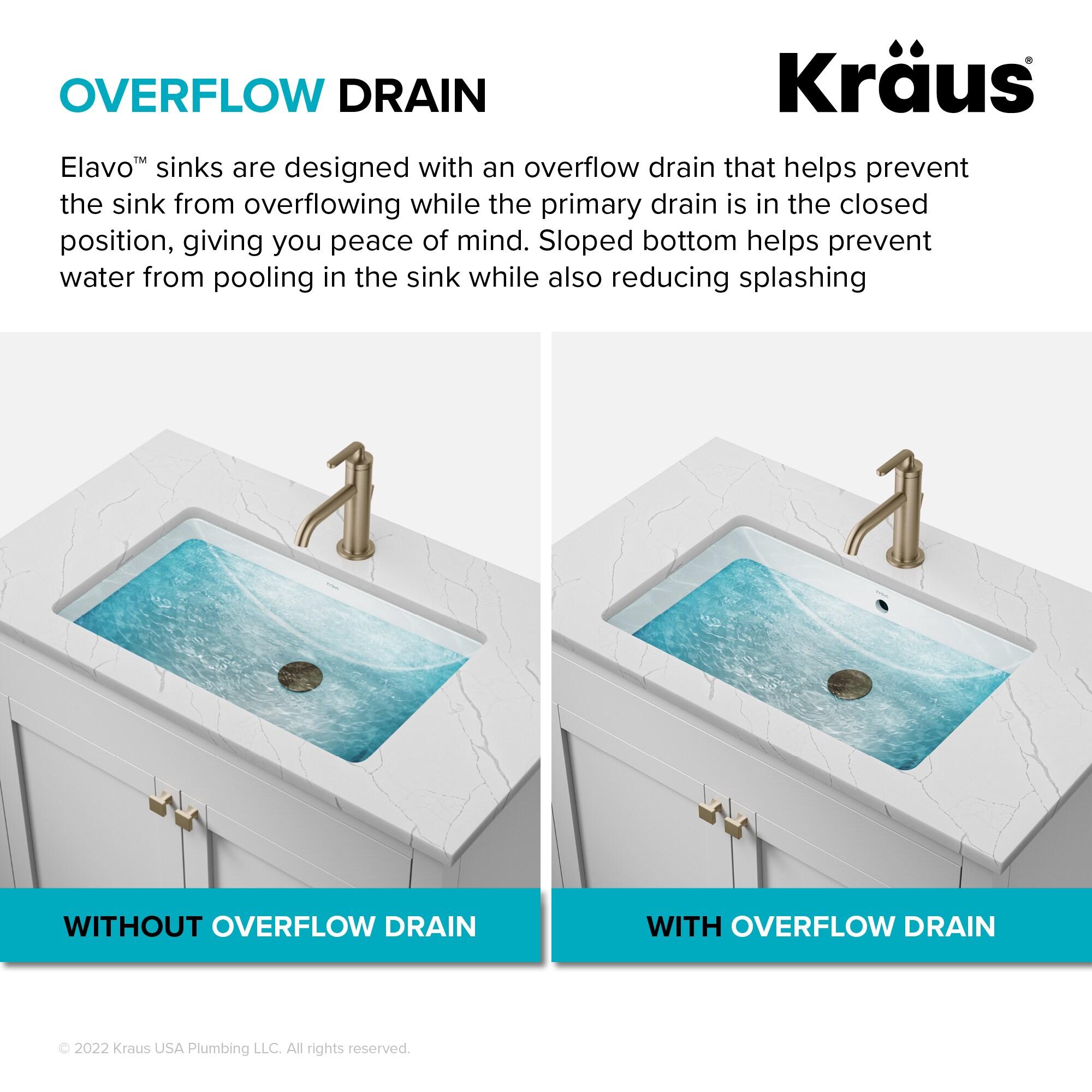 KRAUS Elavo. Oval Porcelain Ceramic Self-Rimming Drop In Bathroom Sink In White With Overflow Drain, KCT-100