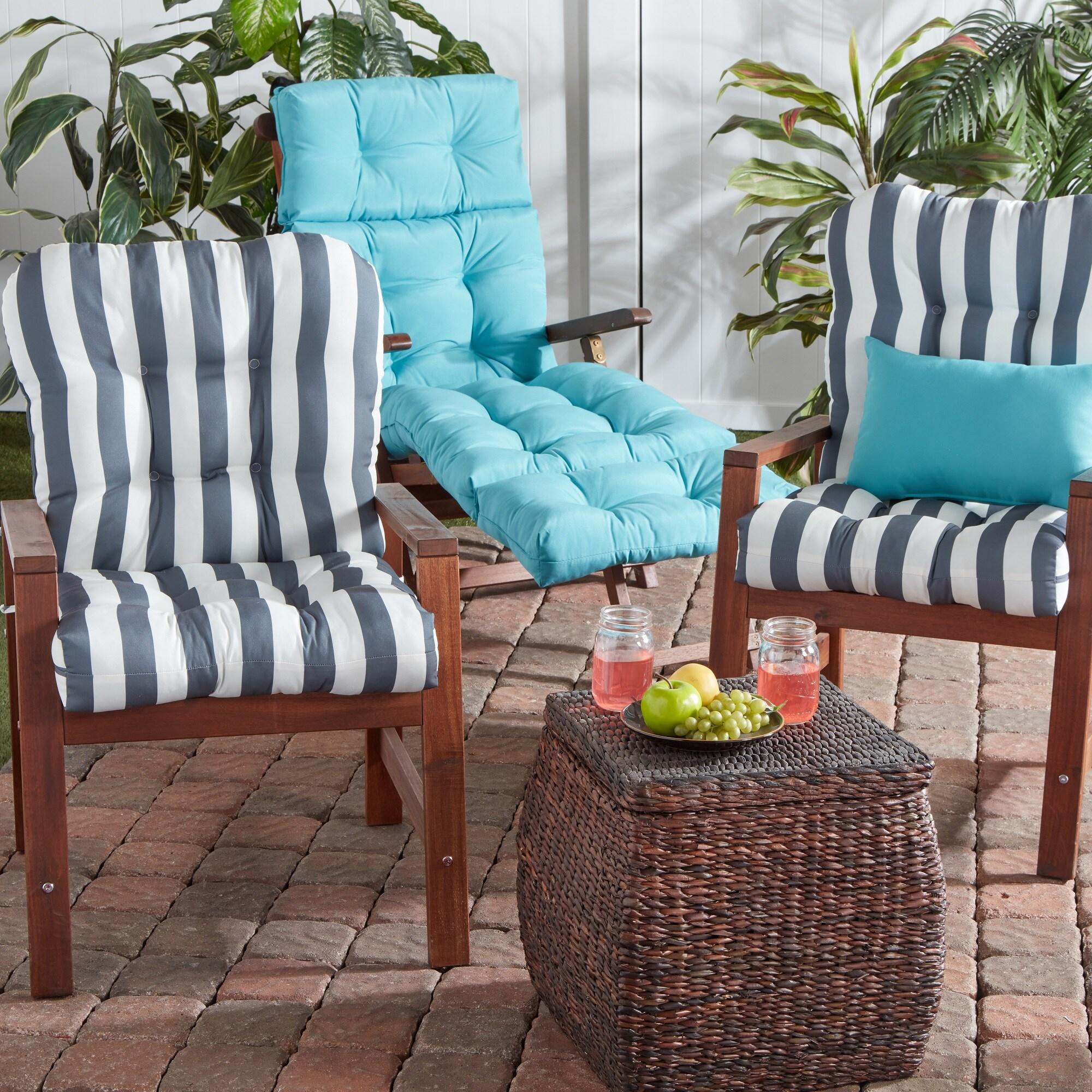 Canopy Stripe Gray 42 x 21 in. Outdoor Tufted Chair Cushion (set of 2) by Greendale Home Fashions