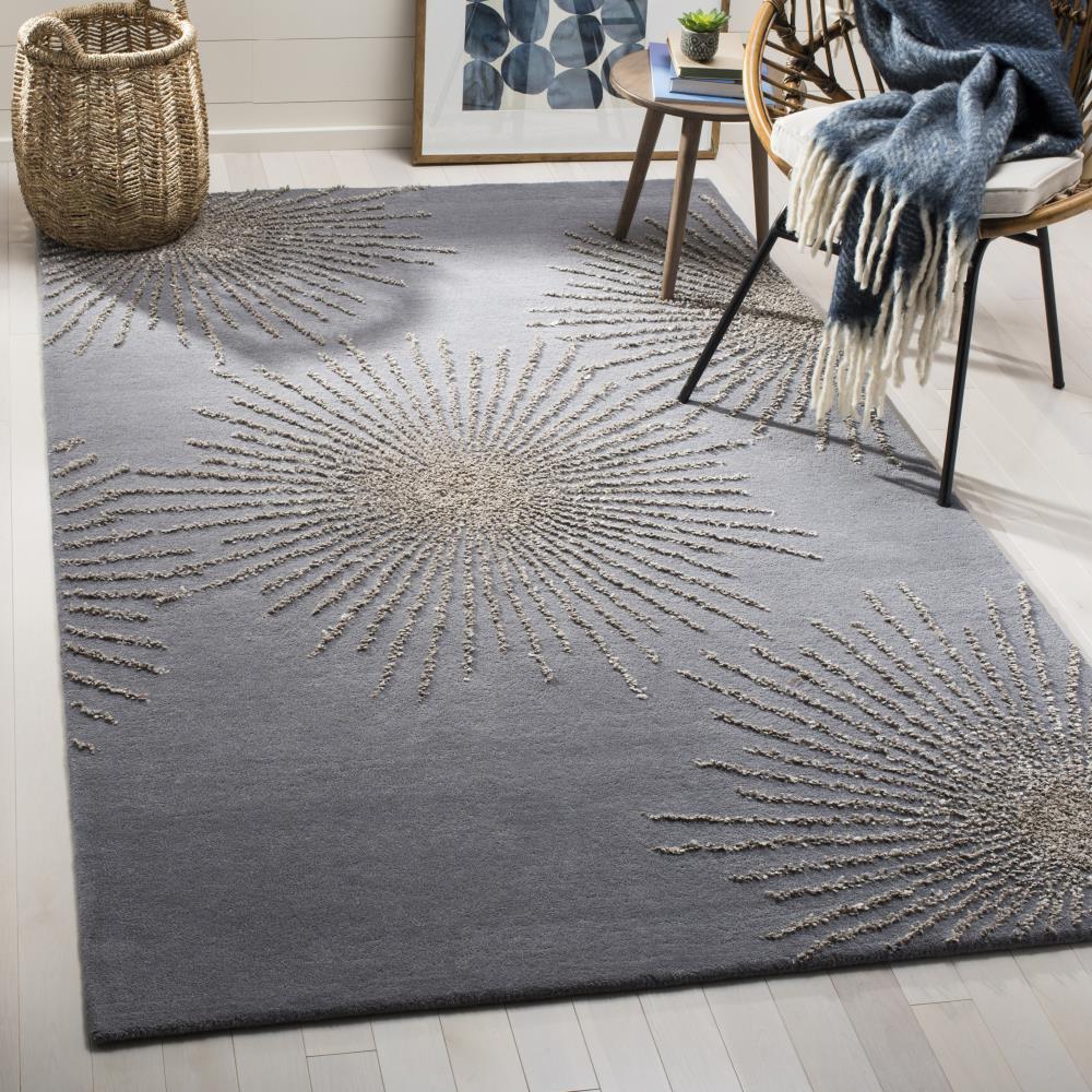Soho SOH712 Hand Tufted Indoor Area Rug - Dark Grey/Silver - 5'x8' - Safavieh.