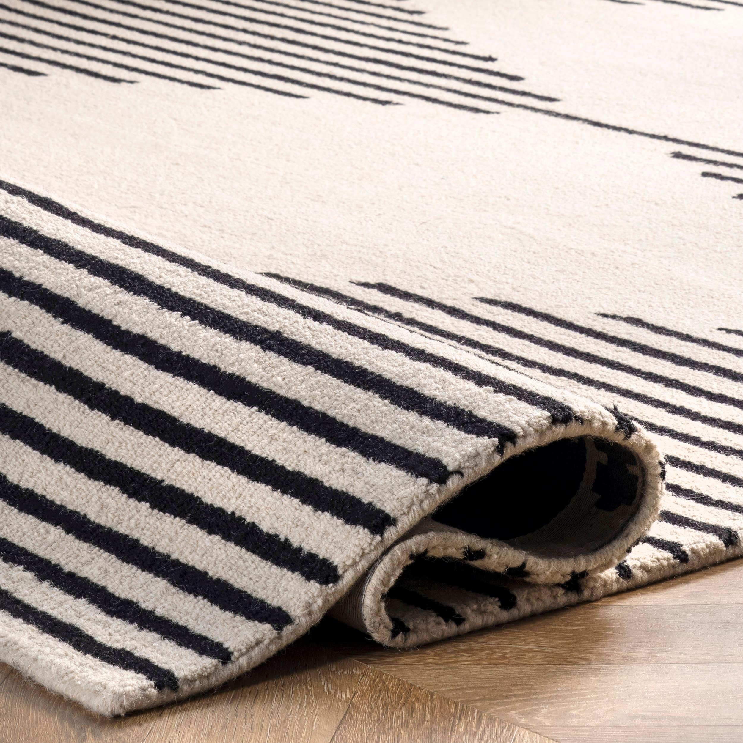 nuLOOM Flynn Handmade Contemporary Wool Area Rug, 5' x 8', Ivory