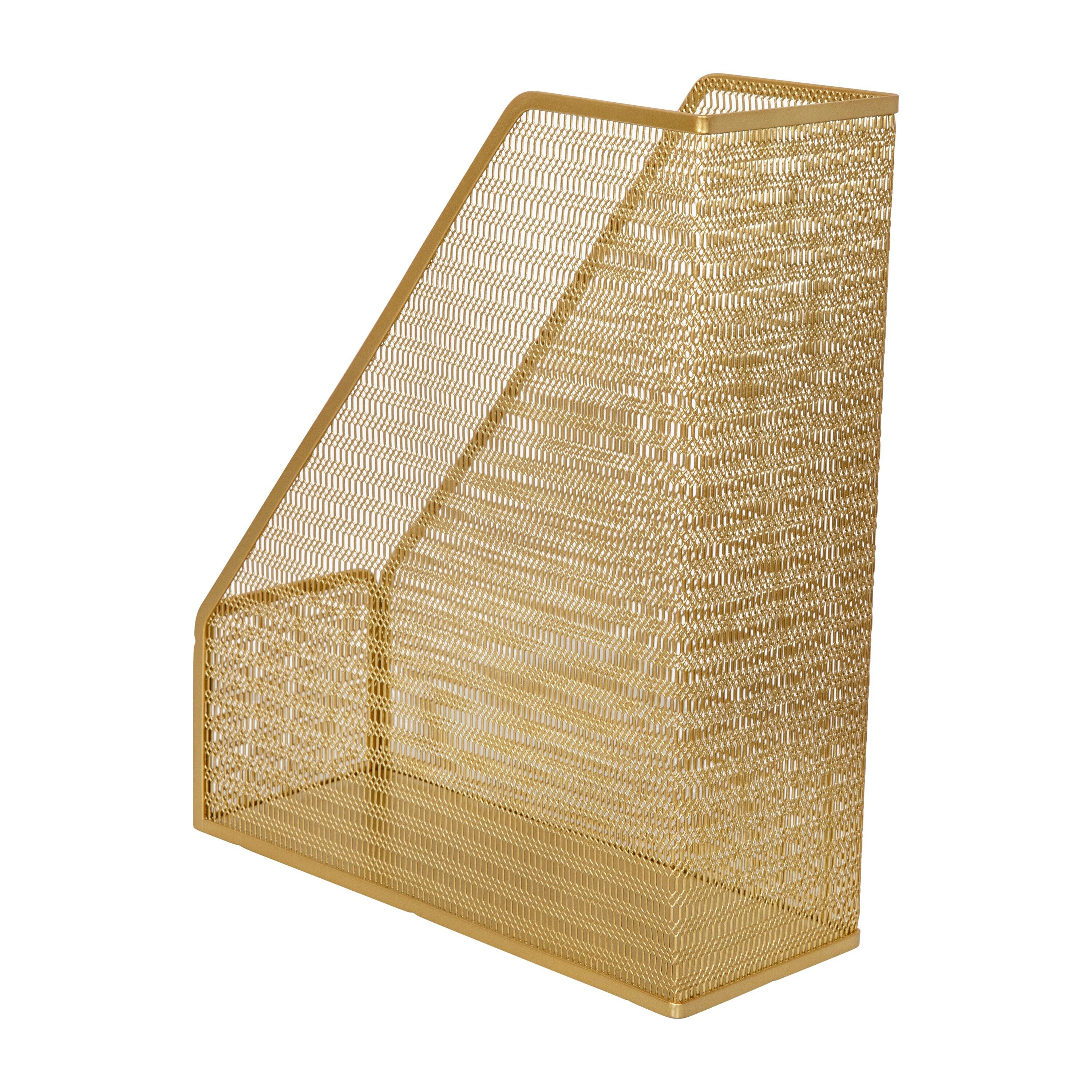 Martha Stewart Mesh Metal Single Slot Magazine File Holder Gold