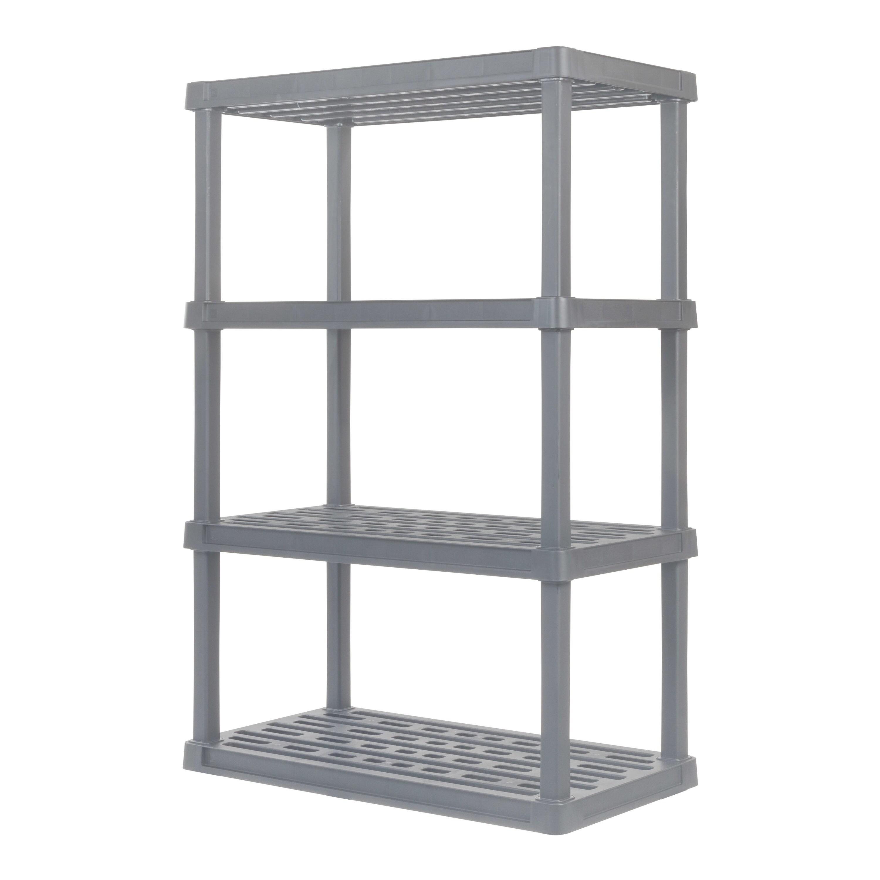 4-Tier Large Plastic Garage Storage Shelving Unit, Gray (18 W x 56 H x 36 D)