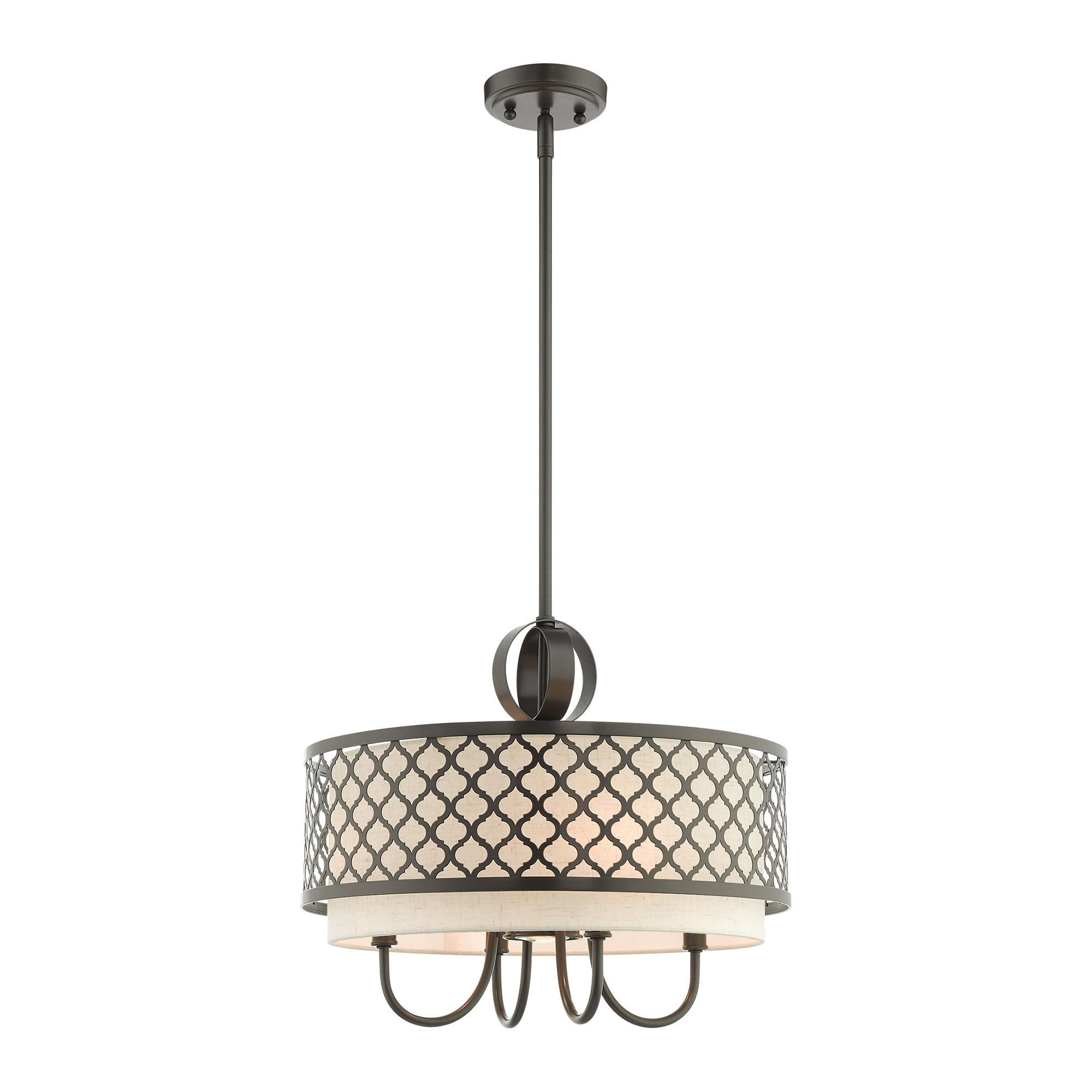 Arabesque Mini Drum 5-Light Pendant in English Bronze