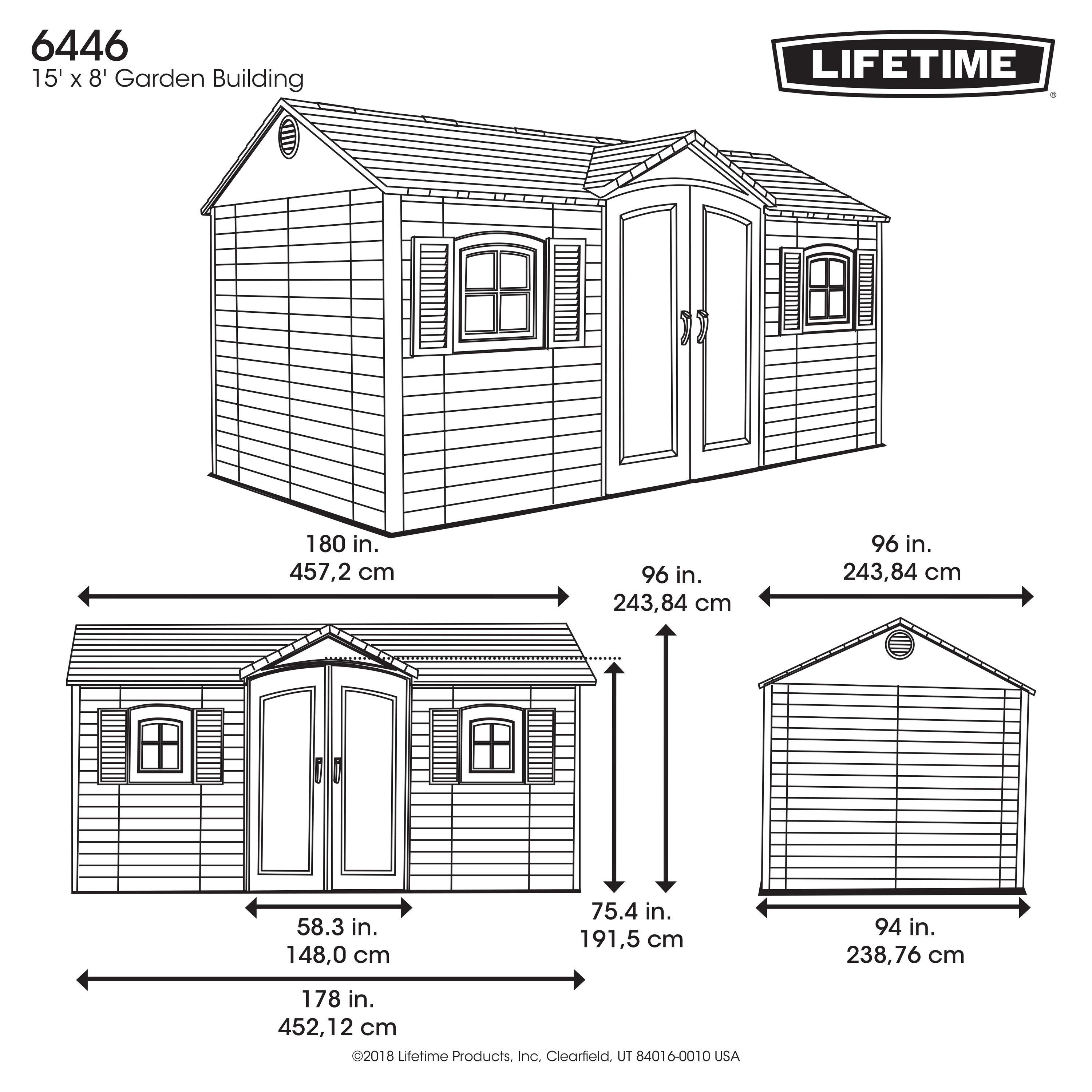 Lifetime 15 Ft. x 8 Ft. High-Density Polyethylene (Plastic) Outdoor Storage Shed with Steel-Reinforced Construction