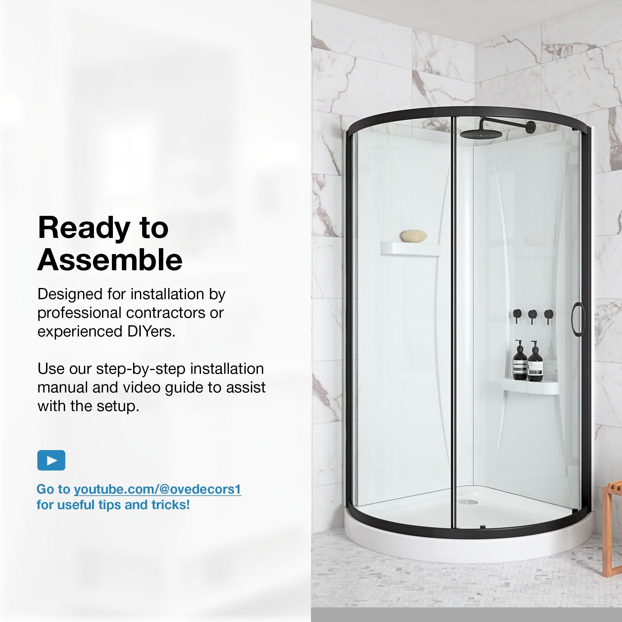 OVE Decors Breeze 33 in. Round Shower Kit w/ Clear, Base, Wall