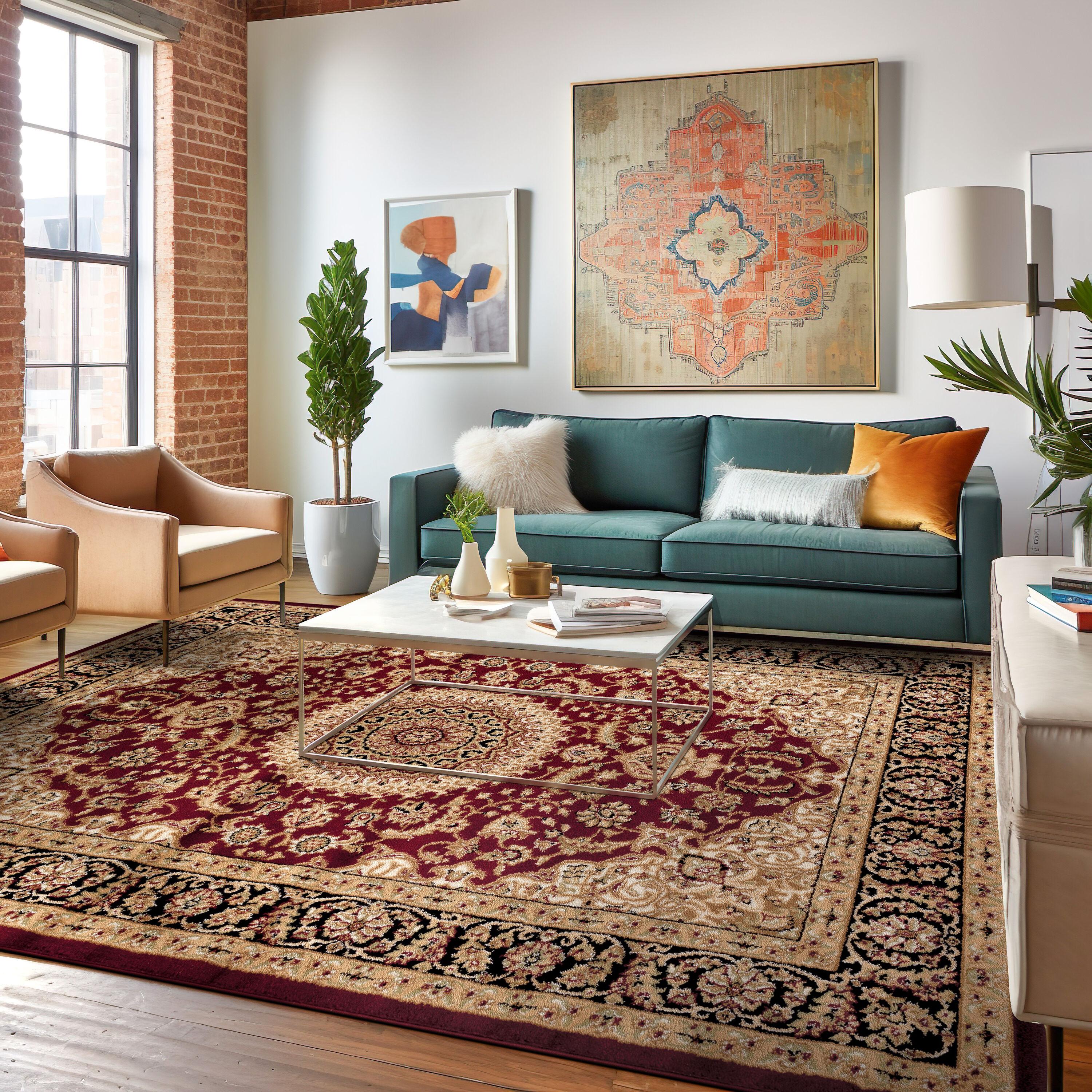 World Rug Gallery Traditional Oriental Medallion Area Rug - Burgundy 7'10" x 10'2"