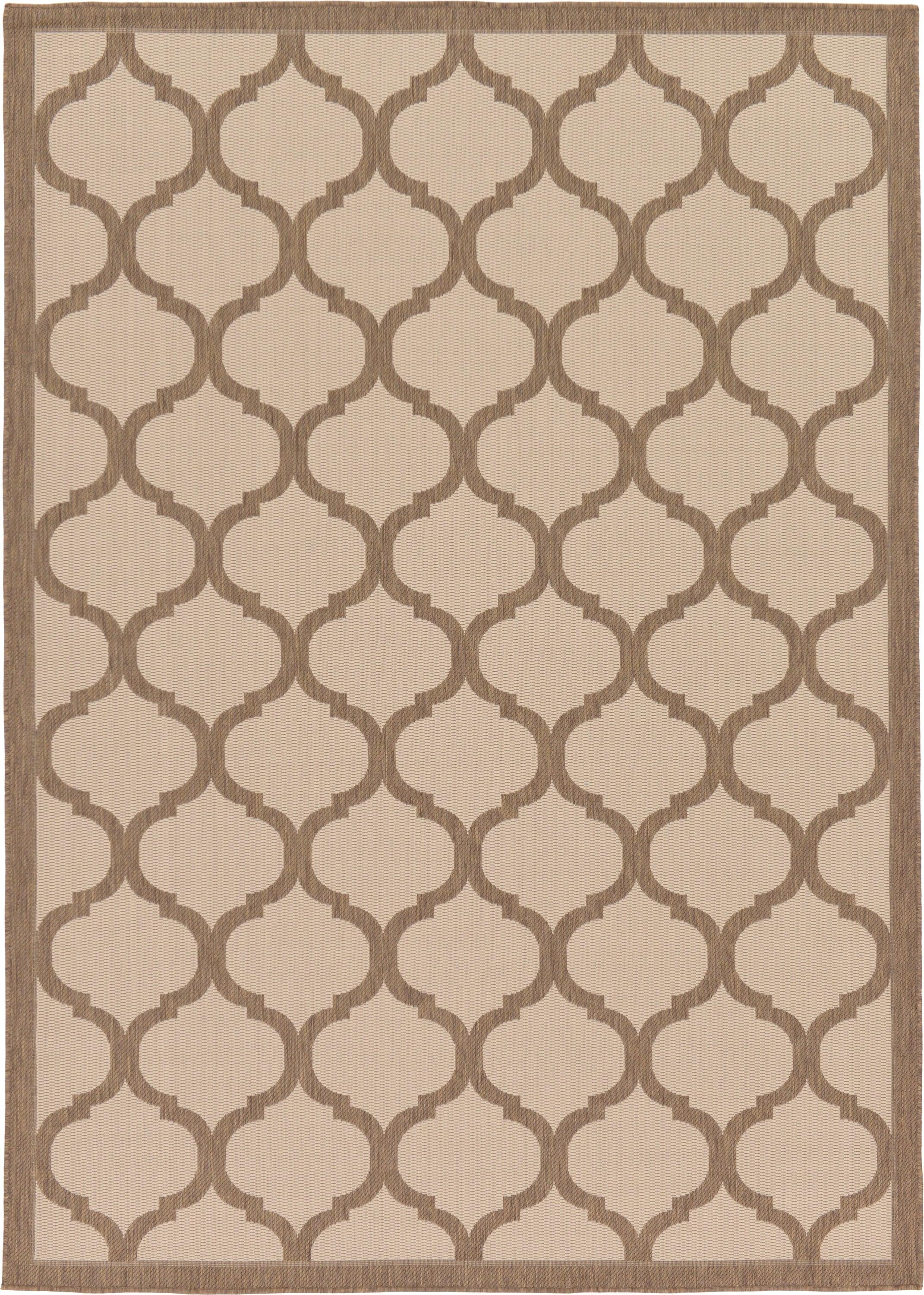 Unique Loom Outdoor Trellis Collection Area Rug - Moroccan (7' 1" x 10' Rectangle Beige and Brown/Beige)