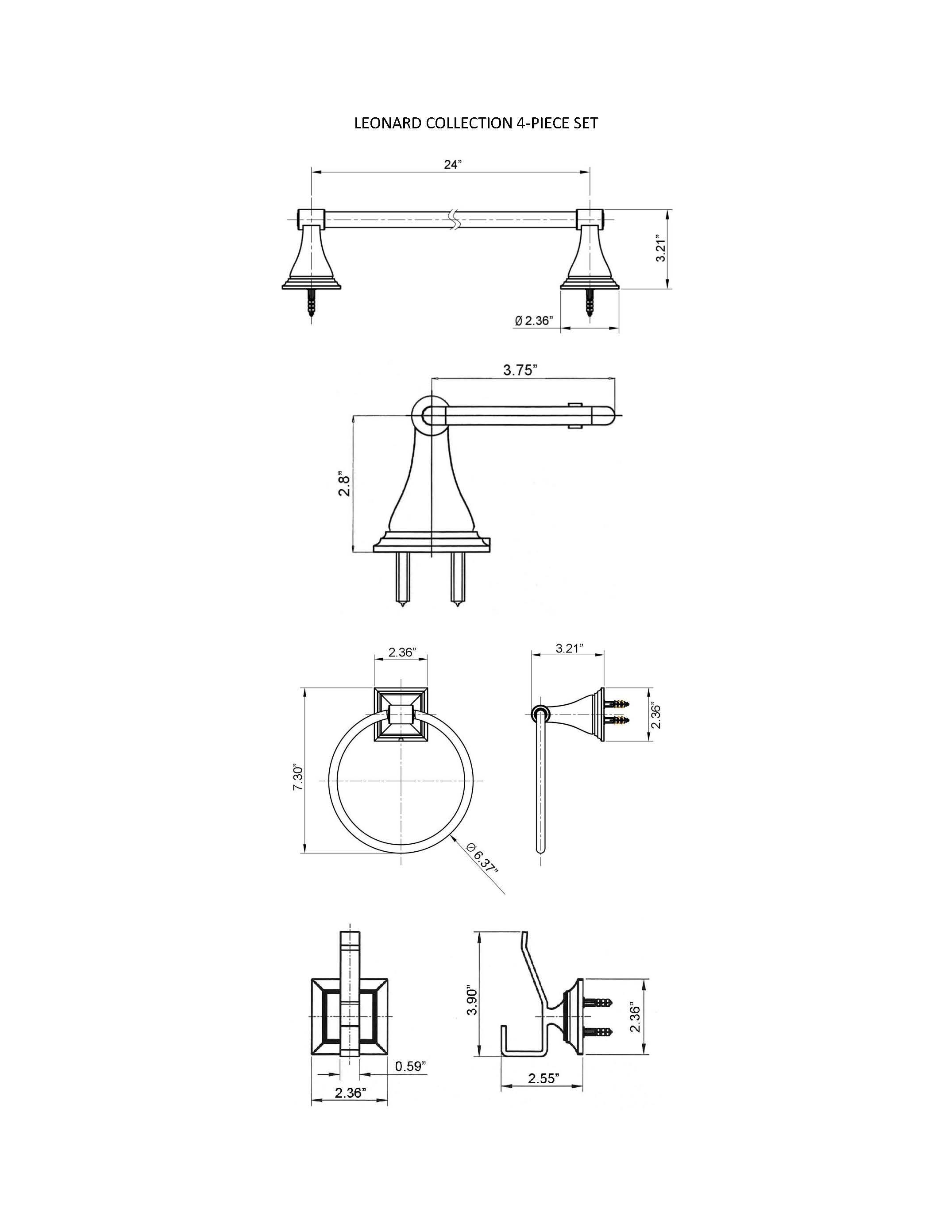 Leonard 4 - Piece Bathroom Hardware Set