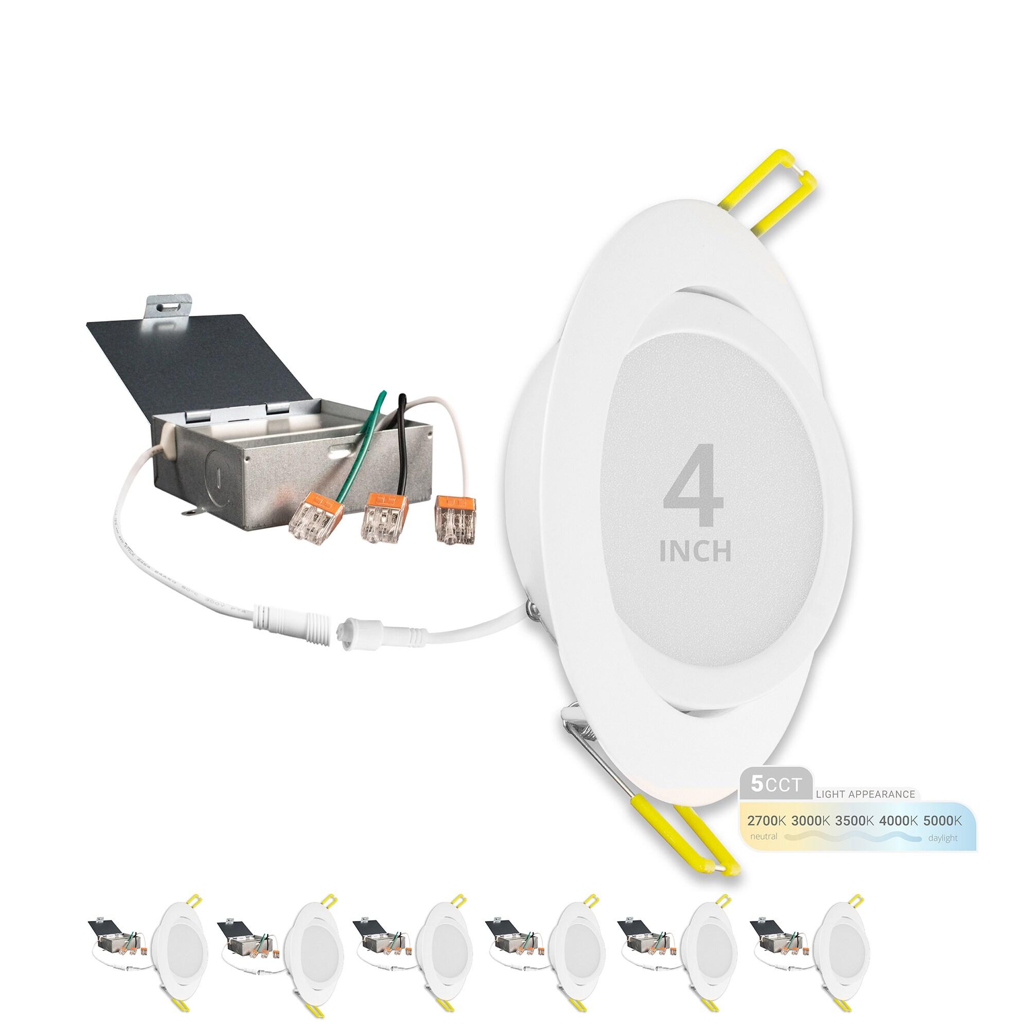 Adjustable Downlight 4.87'' Selectable Color Temperature Dimmable Air-Tight IC Rated LED Canless Recessed Lighting Kit