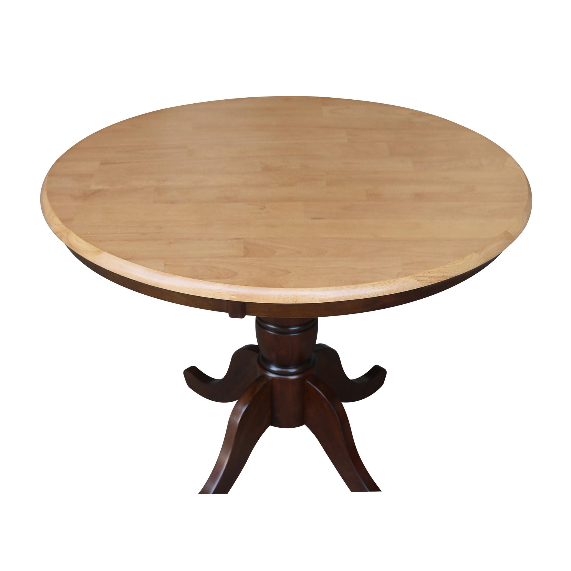 36" Round Top Pedestal Dining Table Cinnamon/Espresso – International Concepts: Solid Wood, Seats 4