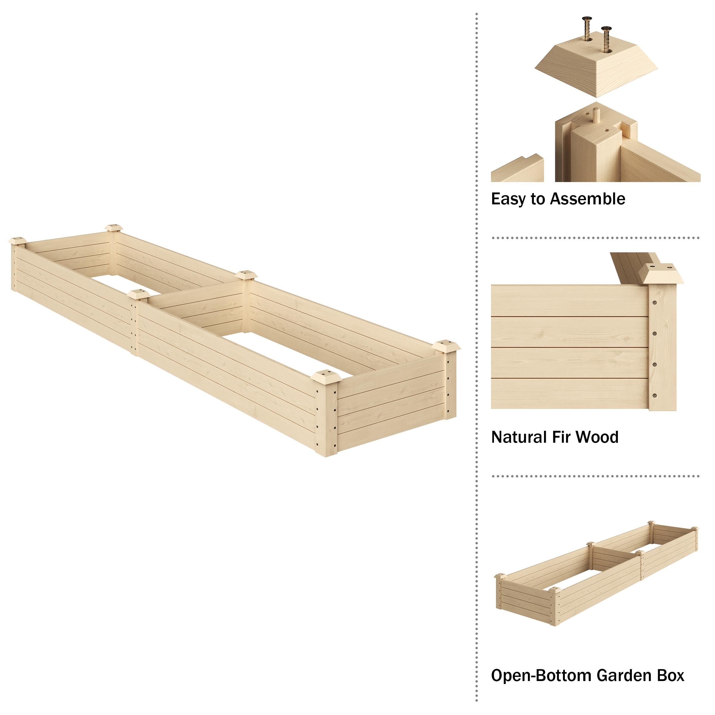 8ft x 2ft Natural Fir Wood Raised Garden Bed