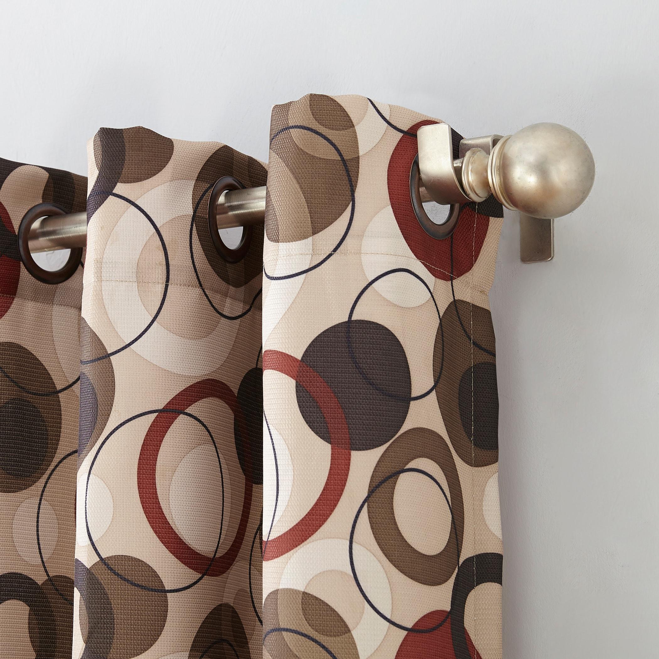 No. 918 Geometric Grommet Semi-Sheer Curtain Single Panel, Paprika, 48" x 63"