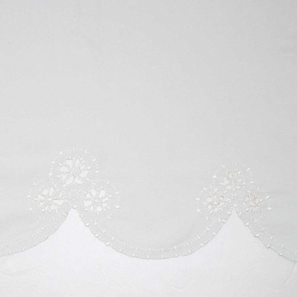 14"x58" Mariela Floral Trim Semi-Sheer Rod Pocket Kitchen Window Valance and Tiers Set White - No. 918: Light Filtering Kitchen Curtains Set