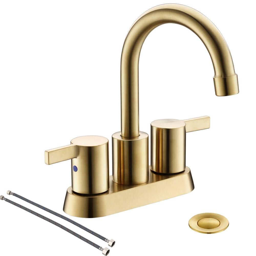 Brushed Gold 4-Inch Centerset Bathroom Faucet with Swivel Spout