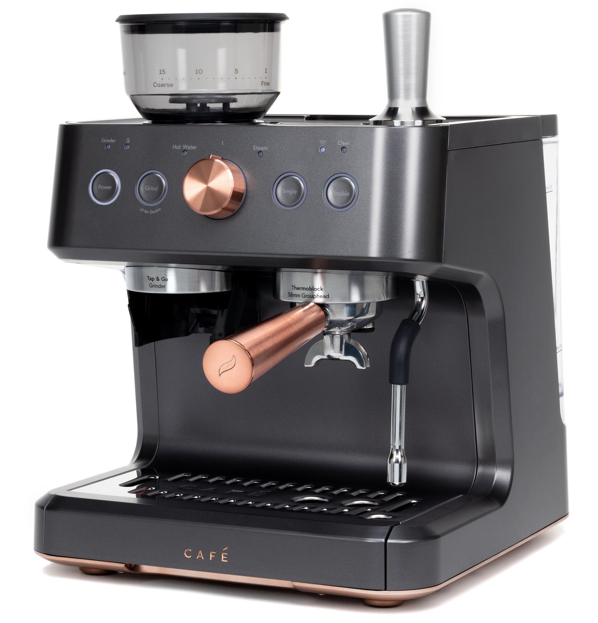 CAFE Bellissimo Semi-Automatic Espresso Machine + Frother Matte Black: GE Appliances, Espresso Maker with Grinder, 2.5L Capacity