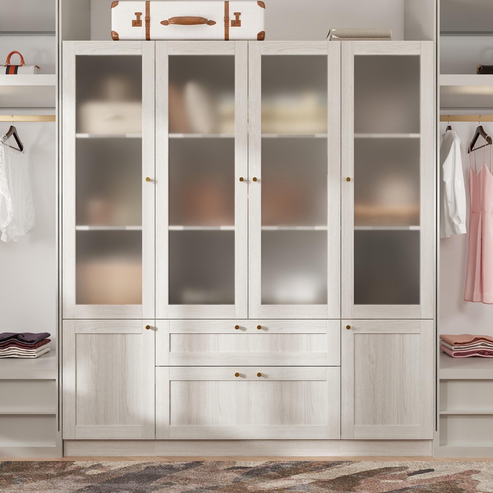 FUFU&GAGA Modern Simple Wardrobe Frosted Glass Door Combination Clothes Storage Cabinet Armoire