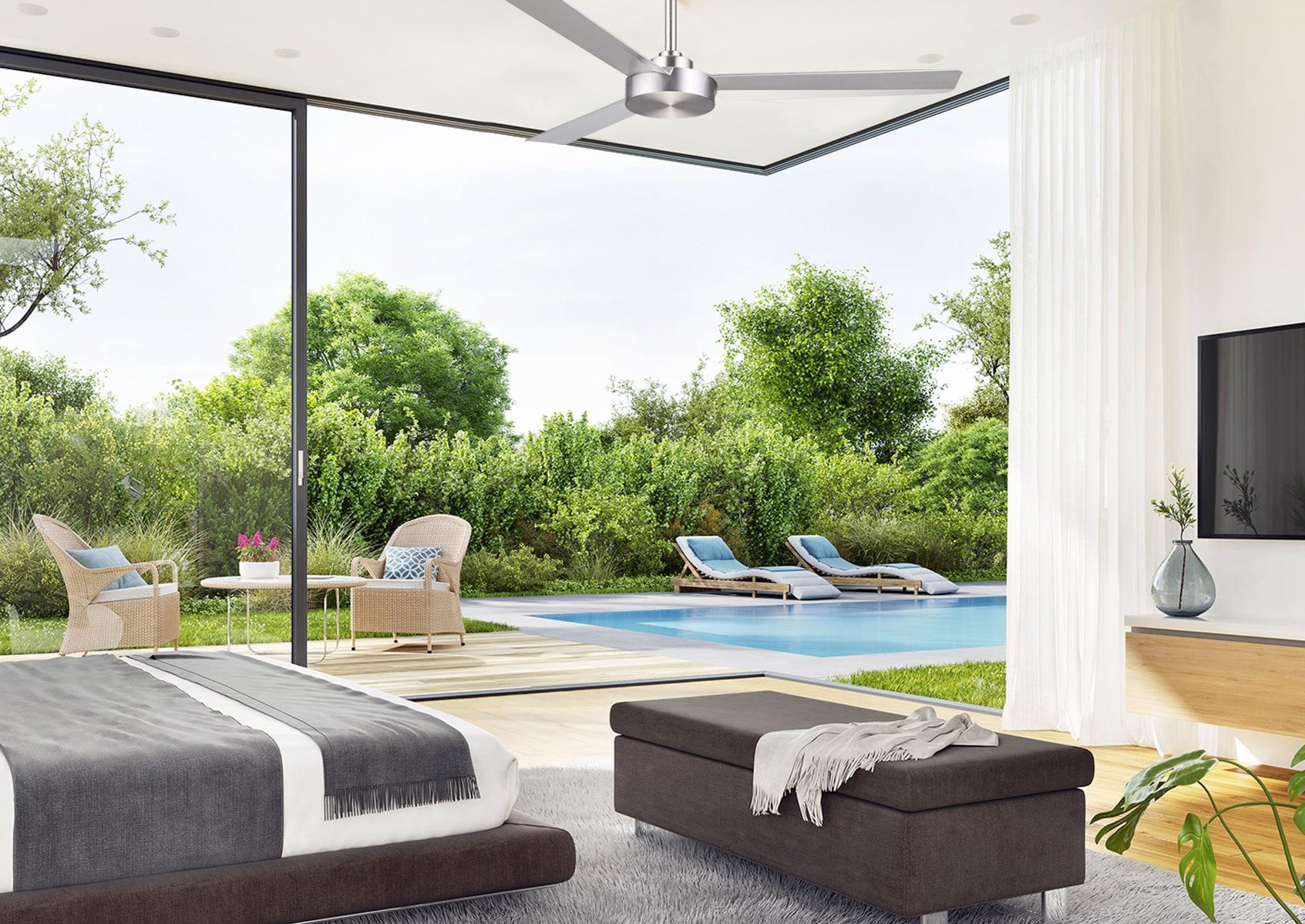 52" Minka Aire Modern 3 Blade Indoor Ceiling Fan Brushed Aluminum Silver for Living Room Kitchen Bedroom Family Dining House Home