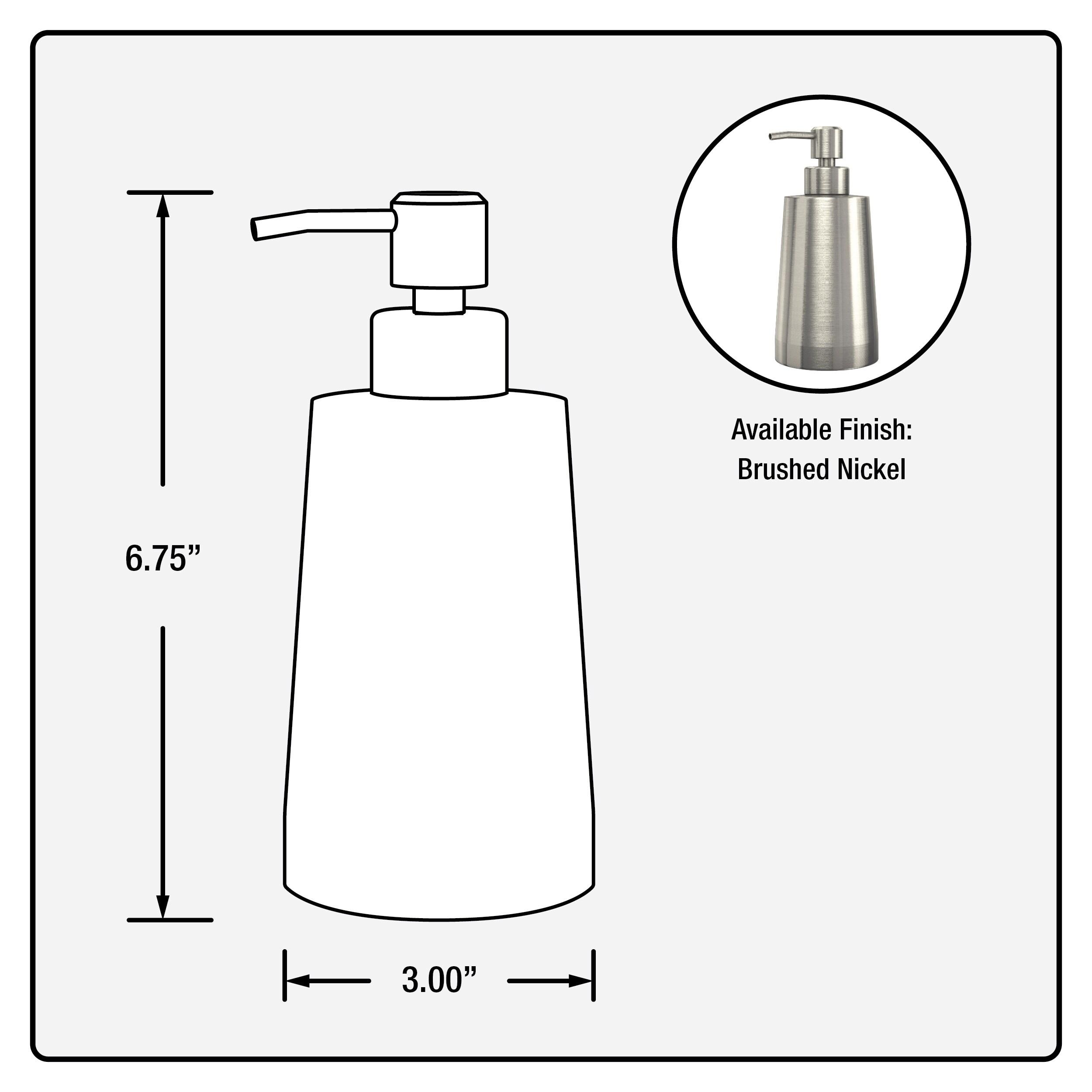 Keeney 11.8 oz. Premium Kitchen or Bathroom Countertop Pump Soap Dispenser, Brushed Nickel