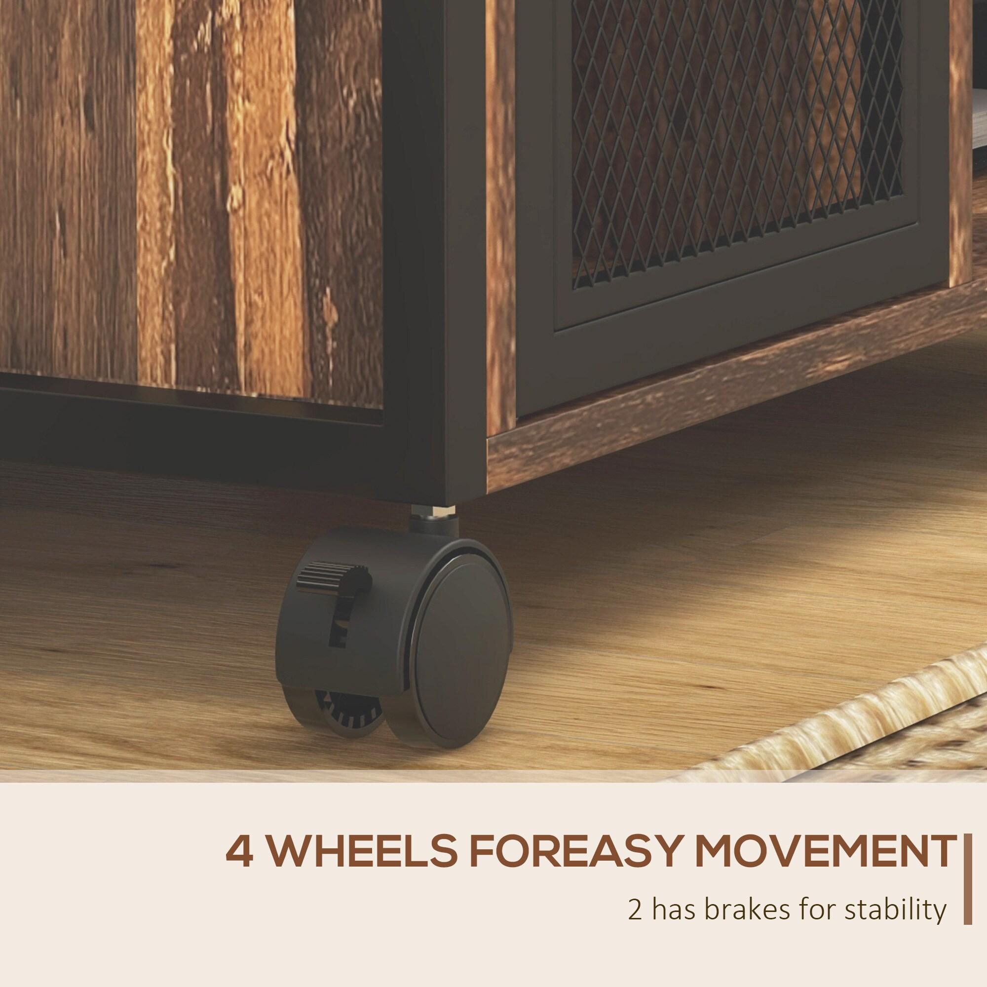 Topcobe Printer Stand with Socket and USB Charging Ports, Industrial Mobile Printer Table with Storage and Wheels, Modern Furniture for Indoor, Rustic Brown