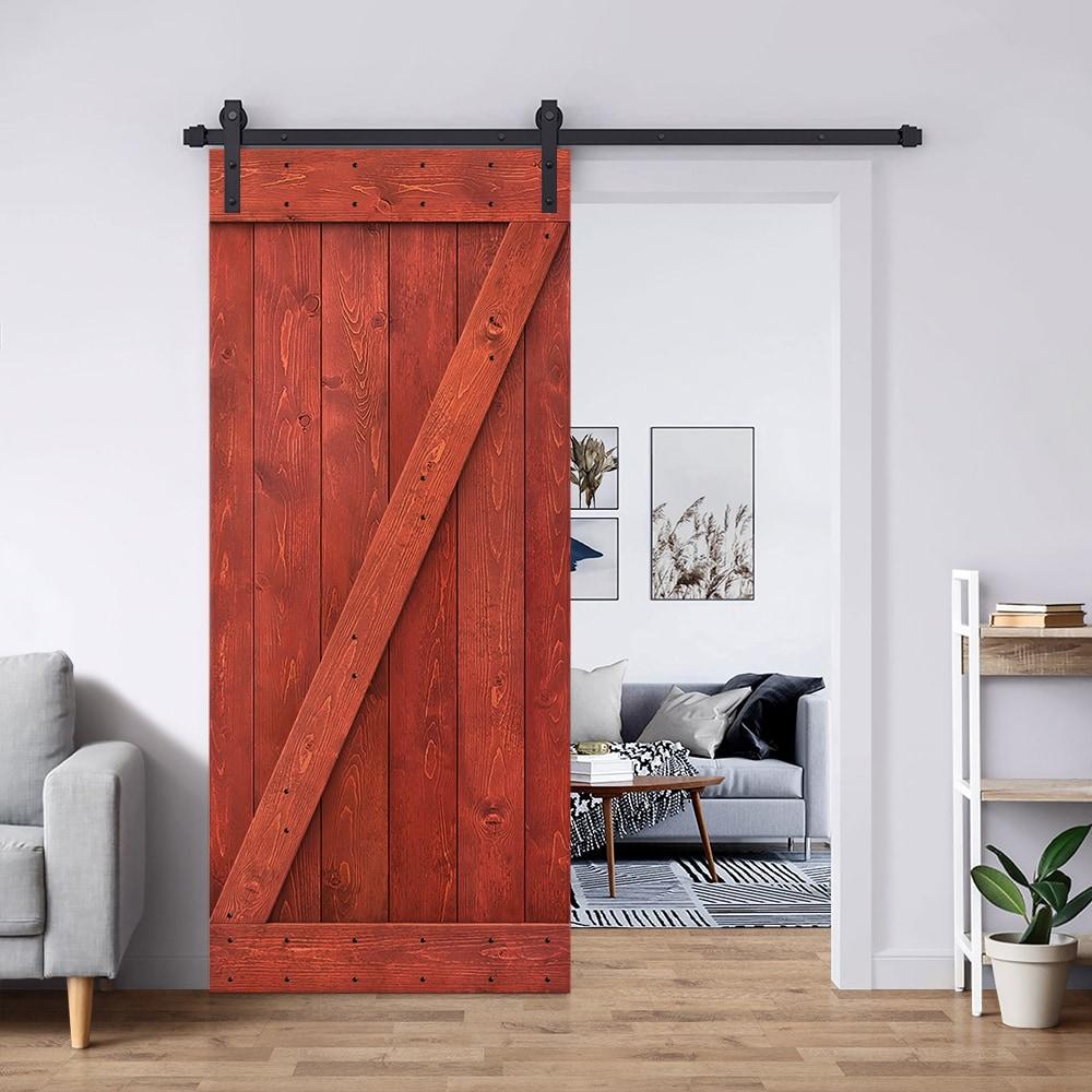 Calhome Solid Wood Paneled Painted with Installation Hardware Kit Barn Door