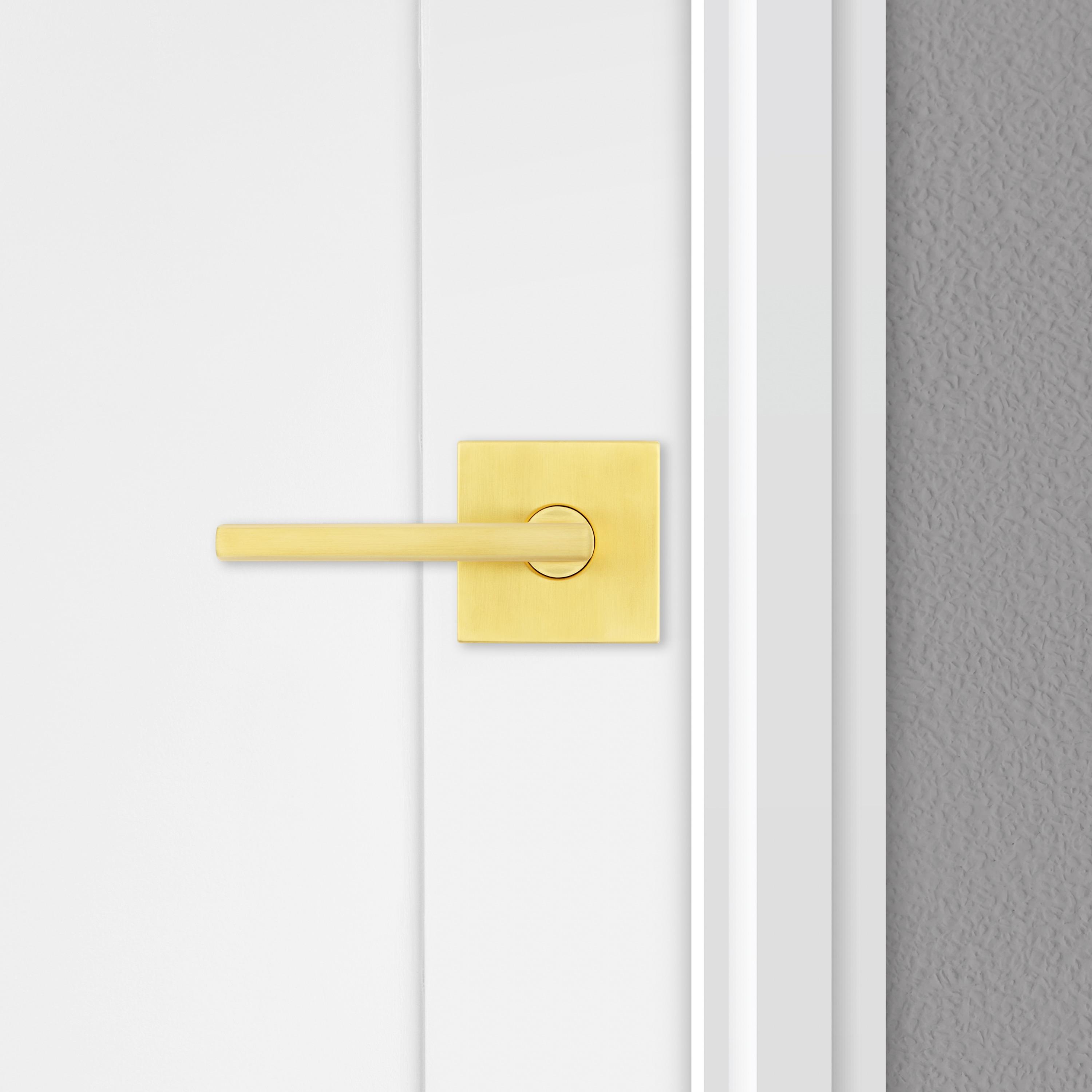 Kwikset Halifax Interior Passage Door Handle, Lever For Closet and Hallway Doors, Reversible Non-Locking Handle Lever, Satin Brass, with Microban Protection